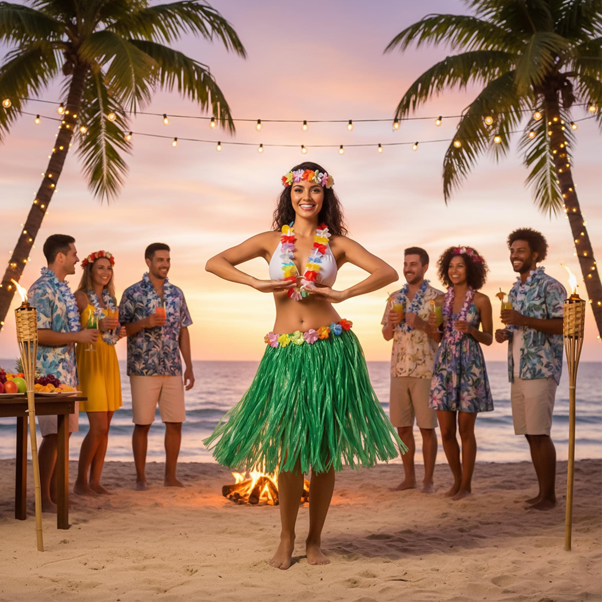 Green Hawaiian Skirt Adult Costume