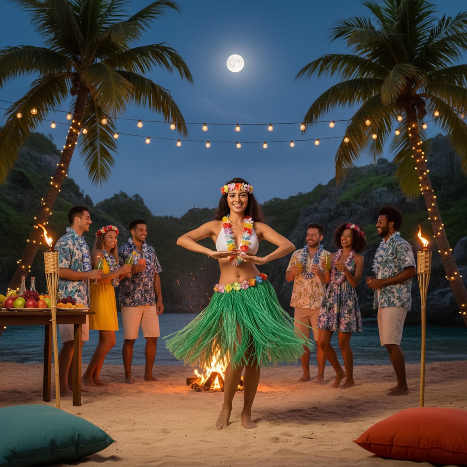 Green Hawaiian Skirt Adult Costume