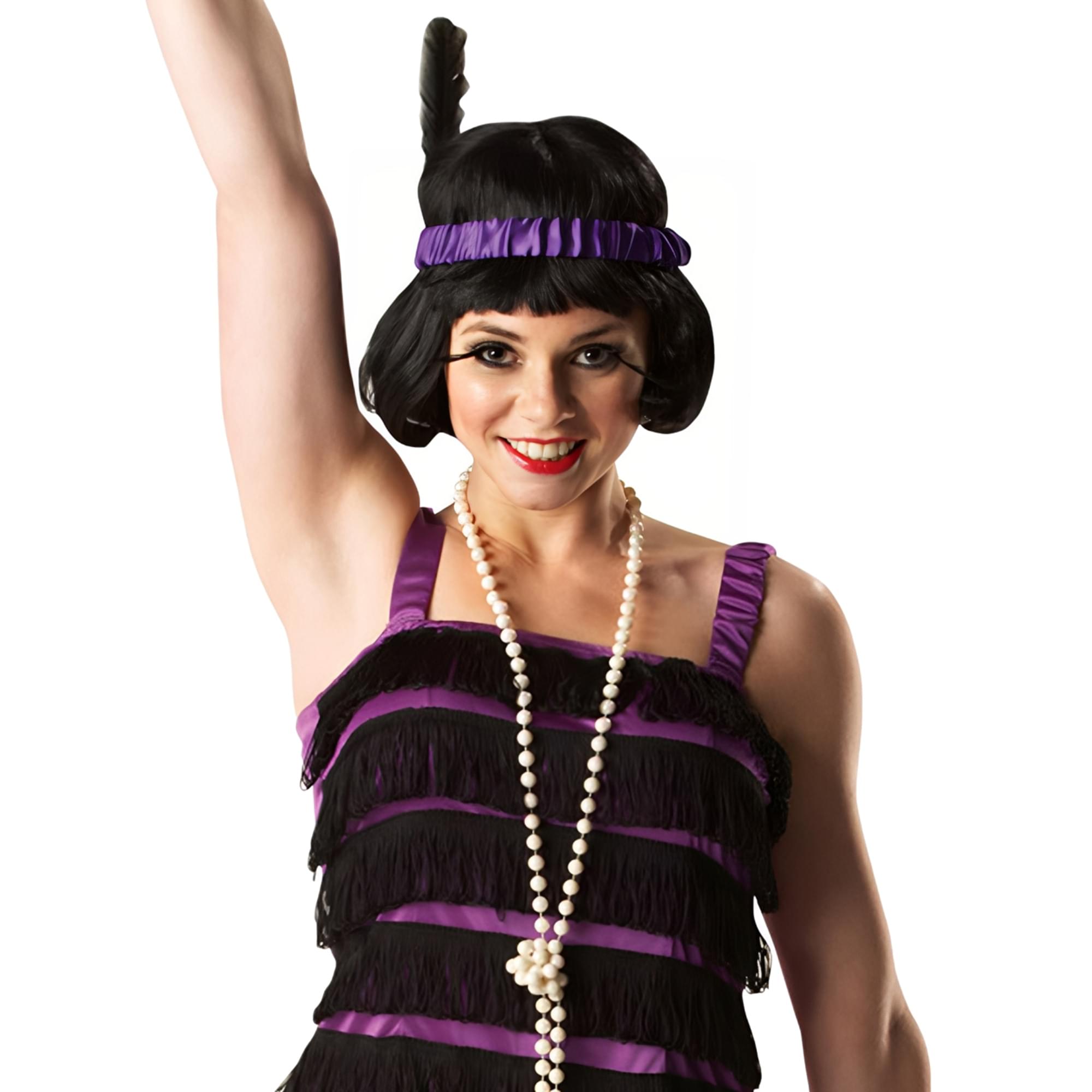 Purple & Black Flapper Adult Costume Dress