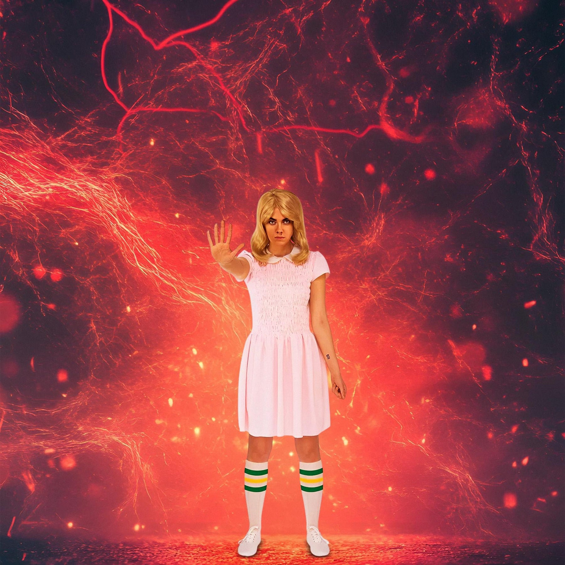 Stranger Things Eleven Short Sleeve Adult Costume Dress | Free Shippin Stranger Things Eleven Short Sleeve Adult Costume Dress | Free Shippin