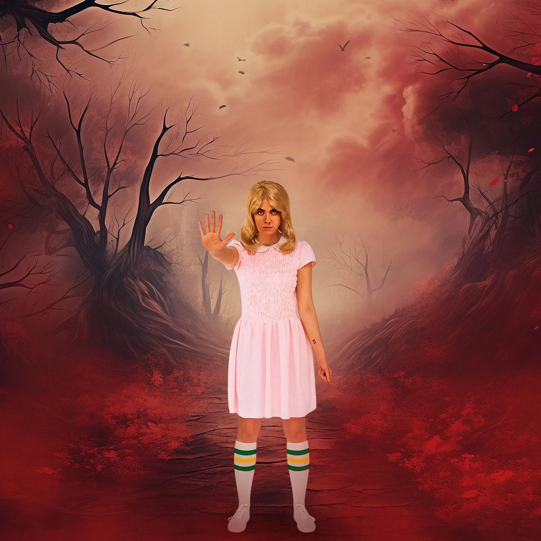 Stranger Things Eleven Short Sleeve Adult Costume Dress | Free Shippin Stranger Things Eleven Short Sleeve Adult Costume Dress | Free Shippin