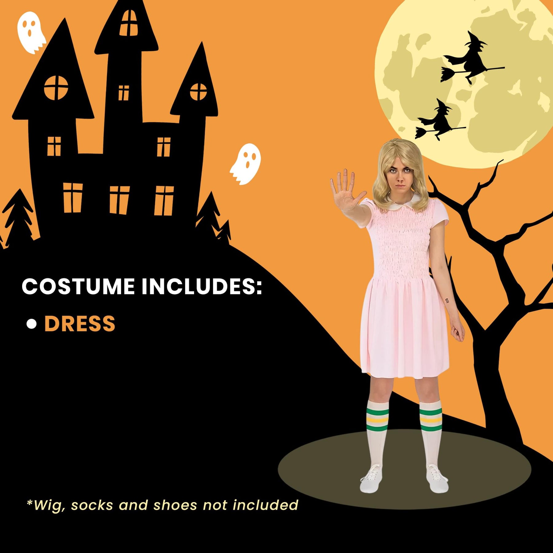 pink eleven dress stranger things Stranger Things Eleven Dress Adult Costume Standard
