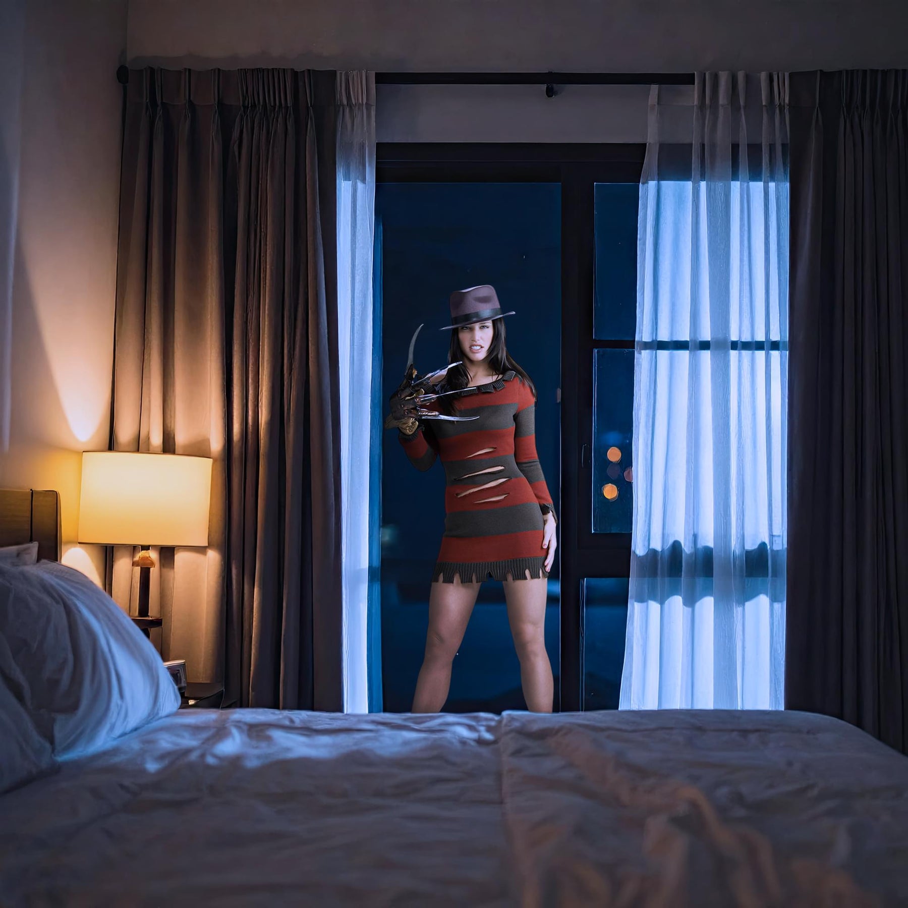 Nightmare On Elmstreet Sexy Female Freddy Adult Costume
