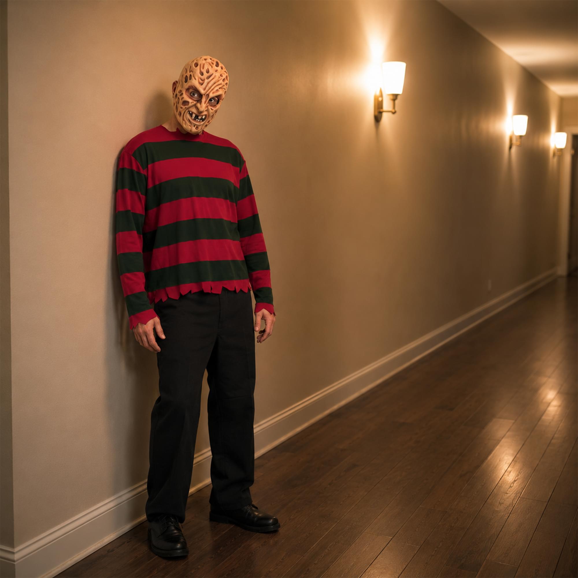 A Nightmare On Elm Street Freddy Adult Costume Shirt With Mask | One Size