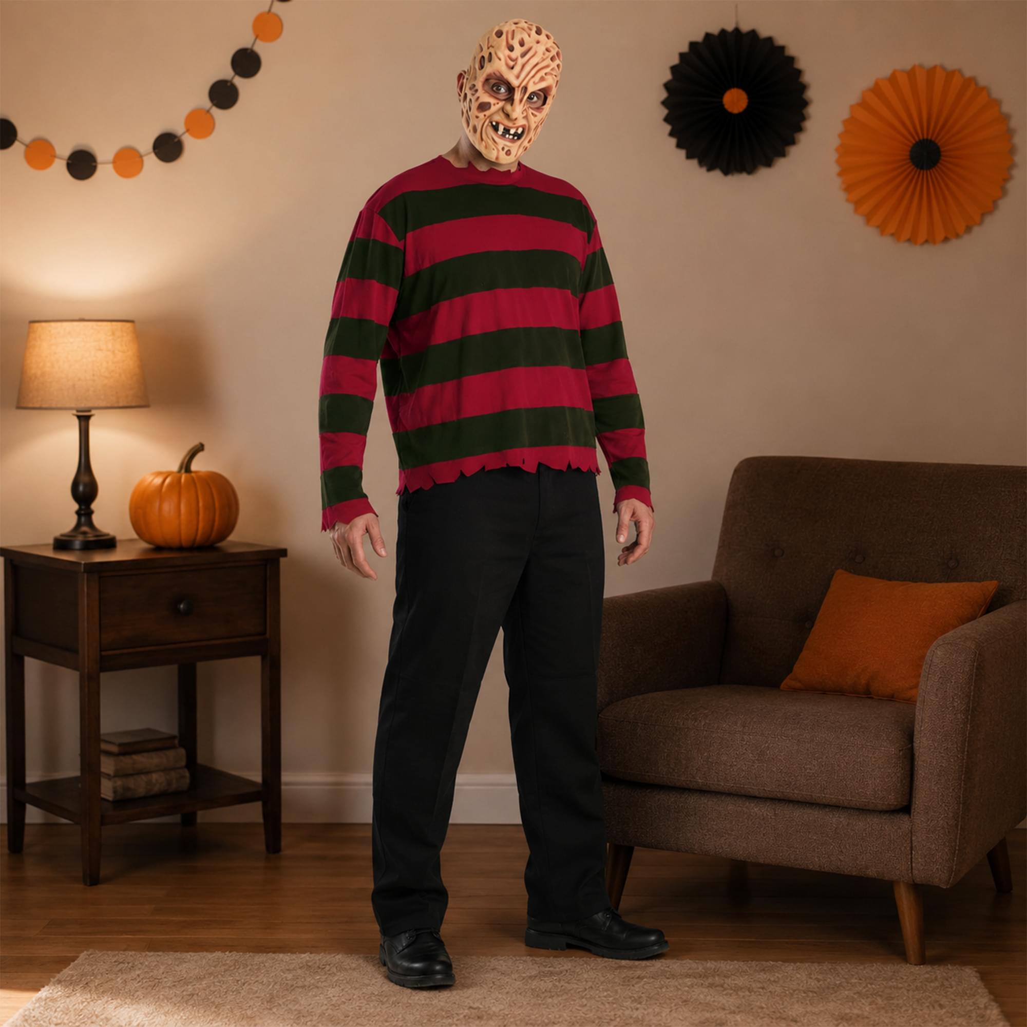 A Nightmare On Elm Street Freddy Adult Costume Shirt With Mask | One Size