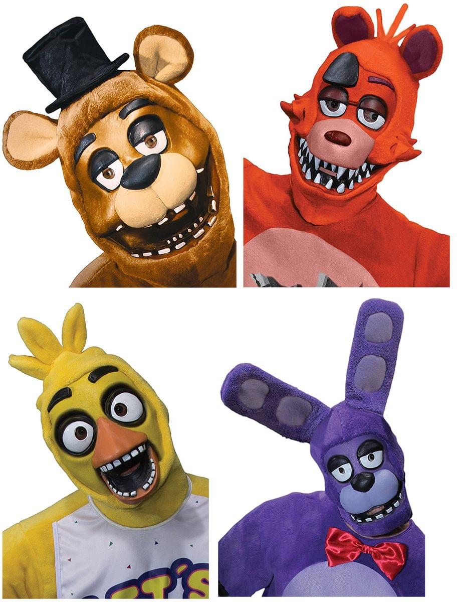 Five Nights at Freddy's Adult Costume 3/4 Mask Set: Freddy, Foxy, Chica, Bonnie