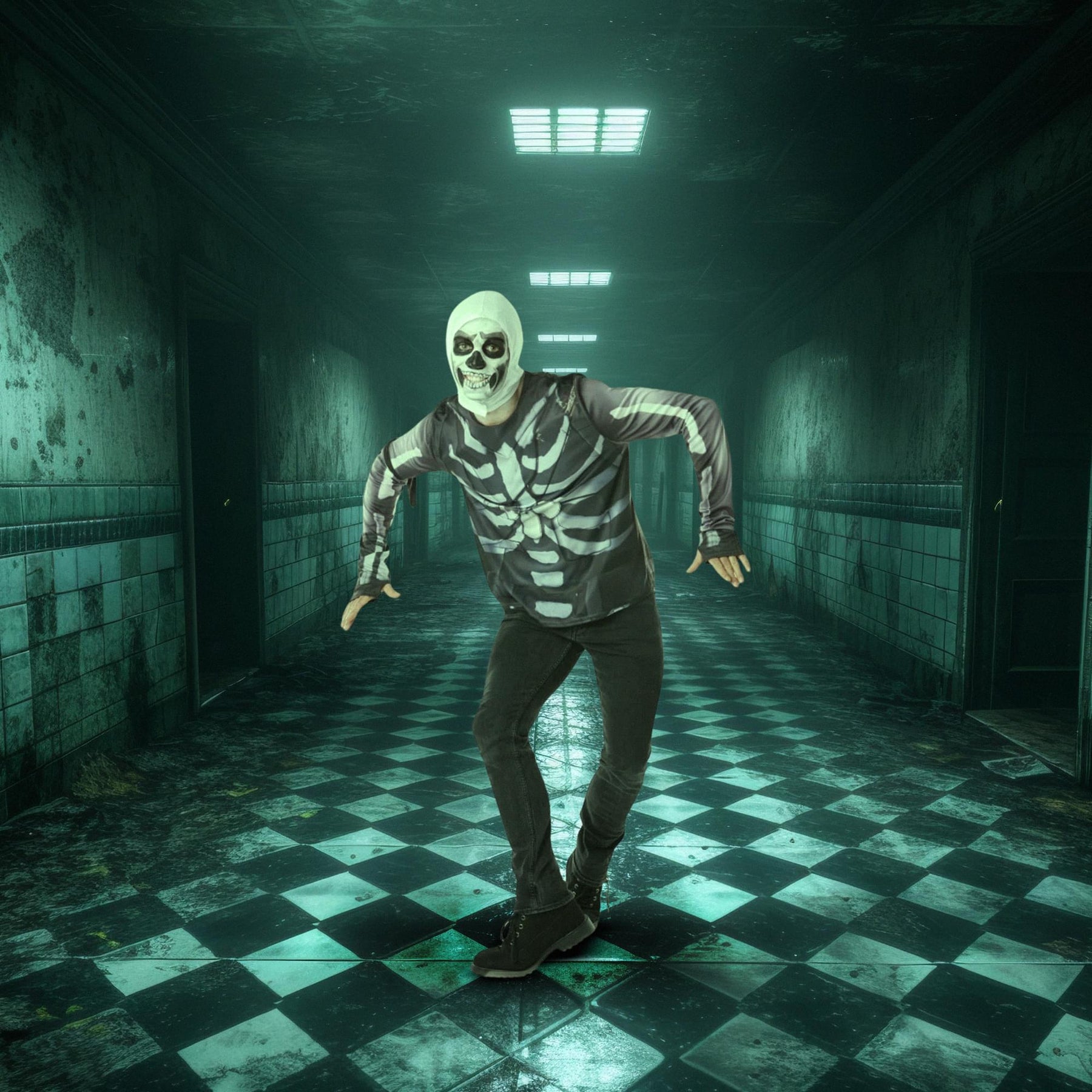 Fortnite Skull Trooper Adult Costume Top & Hood