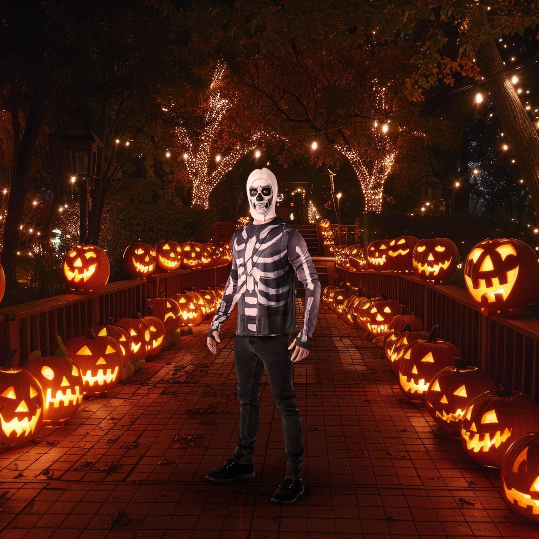 Fortnite Skull Trooper Adult Costume Top & Hood