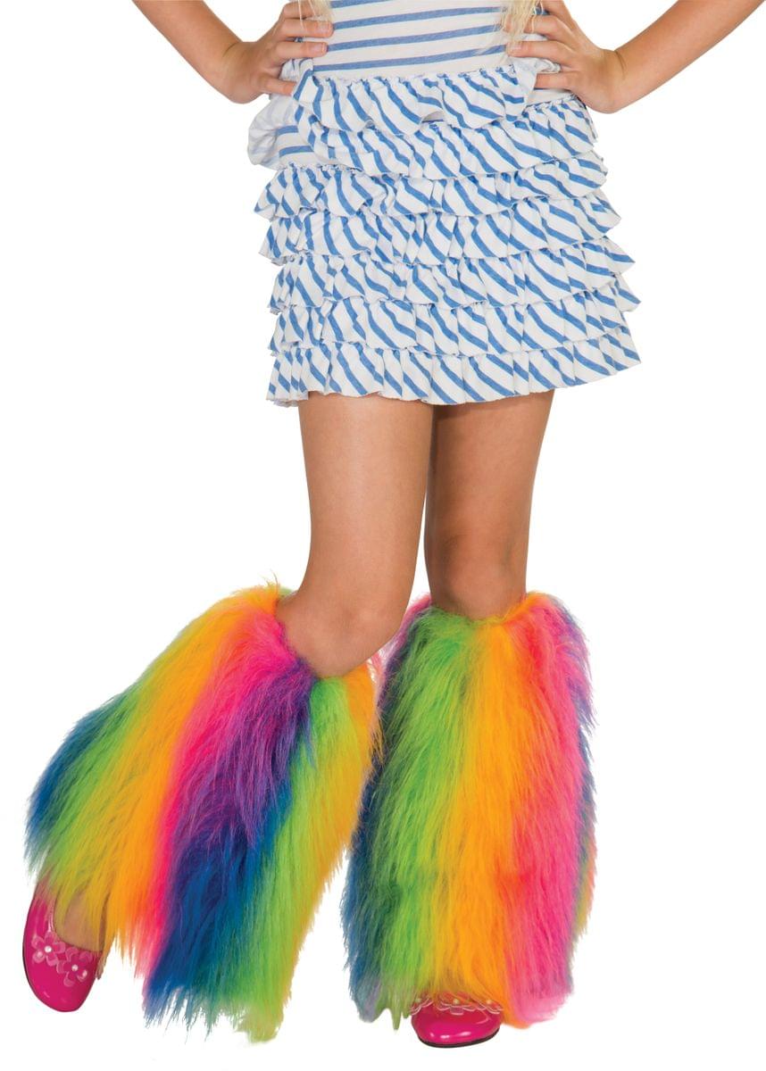 Fluffies Costume Leg Warmers Child: Rainbow