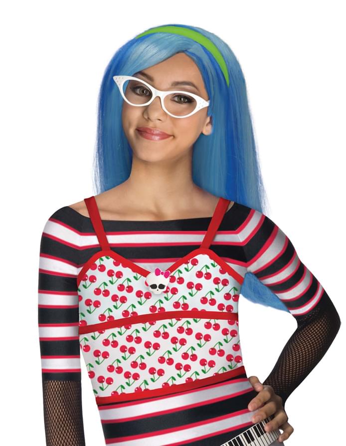 Monster High Ghoulia Yelps Blue Striped Costume Wig Child