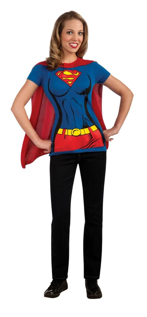 DC Supergirl T-Shirt & Cape Costume Kit Adult