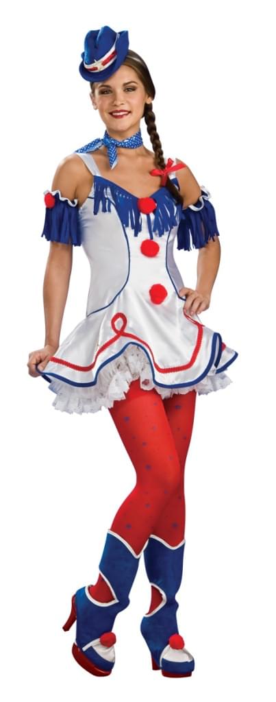 Ring Master Red White & Blue Lady Rodeo Clown Costume Dress Adult