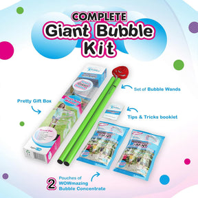 WOWmazing Giant Bubble Wands 3-Piece Kit | Wand + Bubble Concentrate + Booklet
