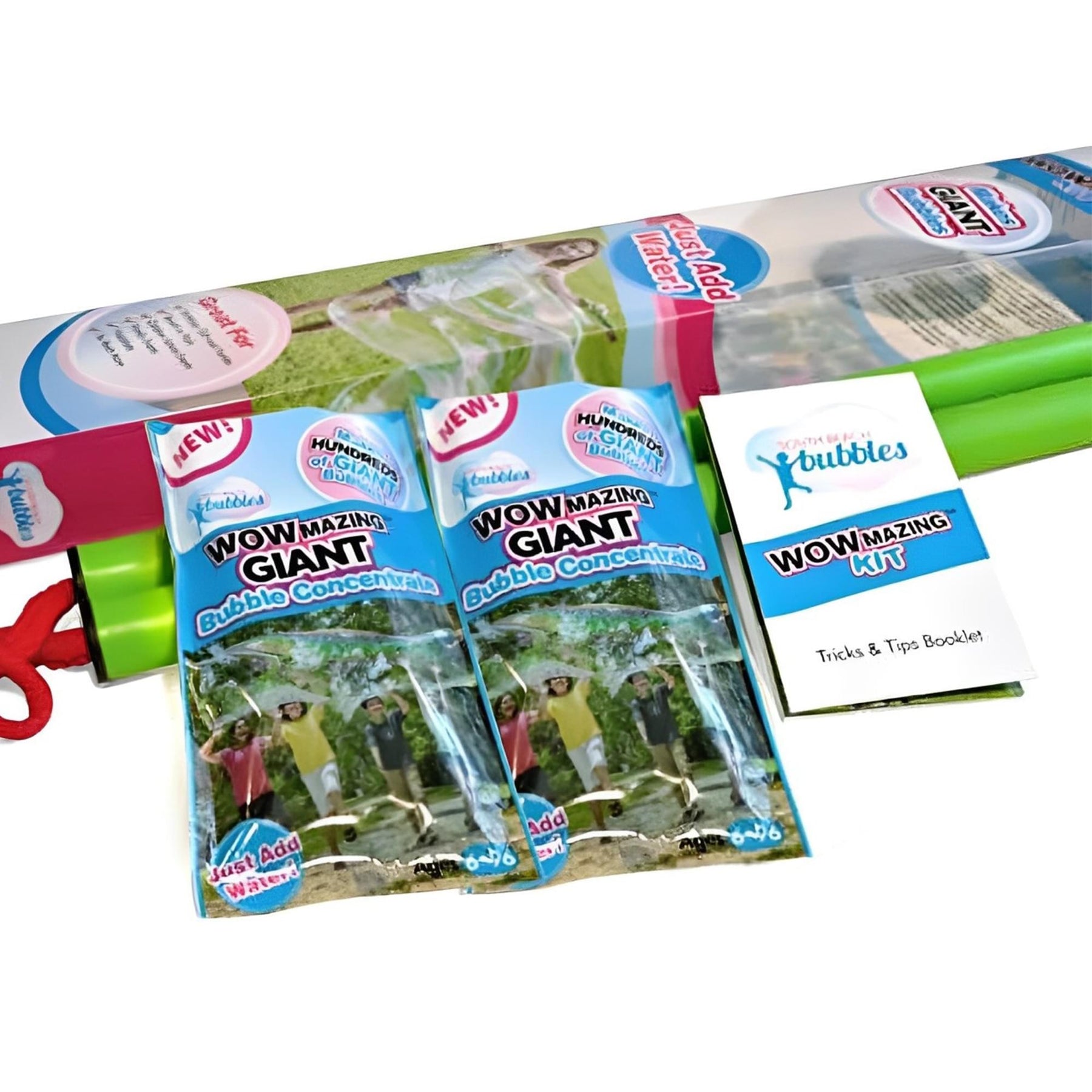 WOWmazing Giant Bubble Wands 3-Piece Kit | Wand + Bubble Concentrate + Booklet