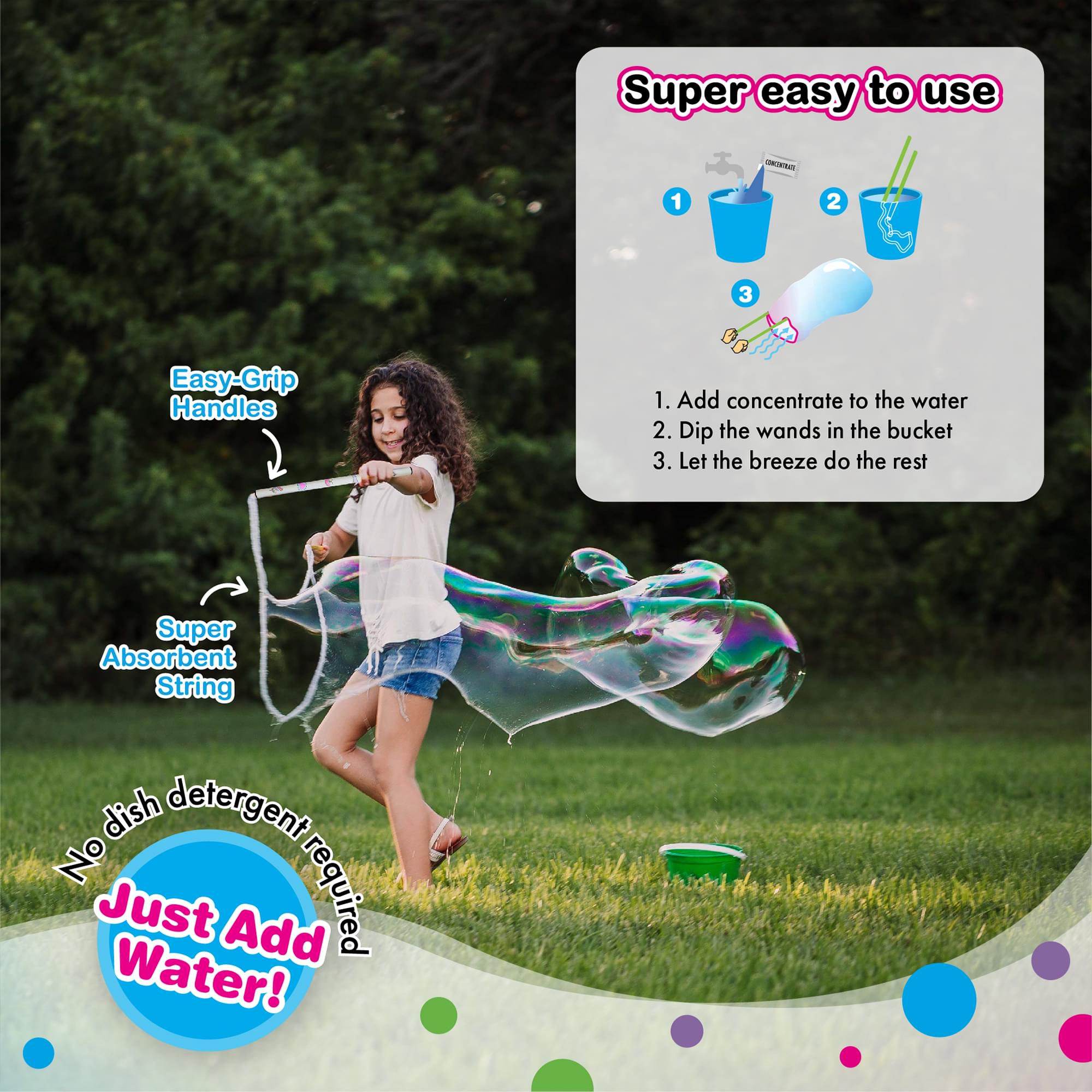 WOWmazing Unicorn Giant Bubble Kit | Wand + 2 Packets Bubble Concentrate + 8 Stickers