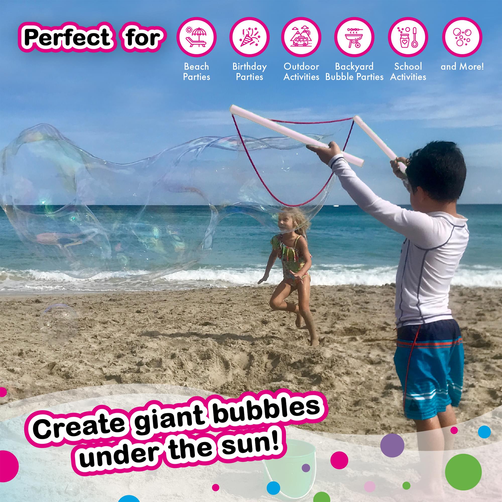 WOWmazing Unicorn Giant Bubble Kit | Wand + 2 Packets Bubble Concentrate + 8 Stickers