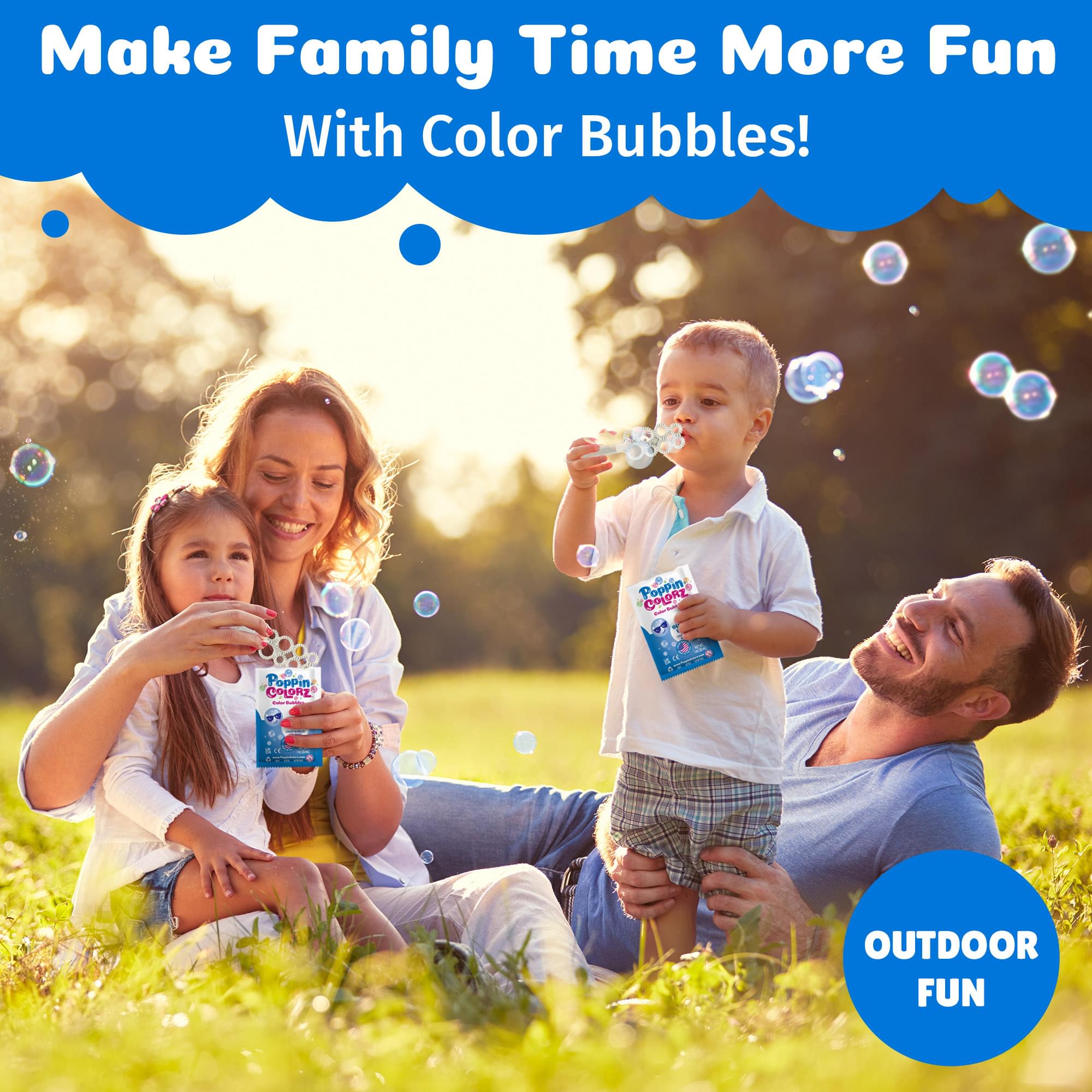 PoppinColorz 8-Piece Bubble Solution and Wands Party Pack | Blazin' Blue