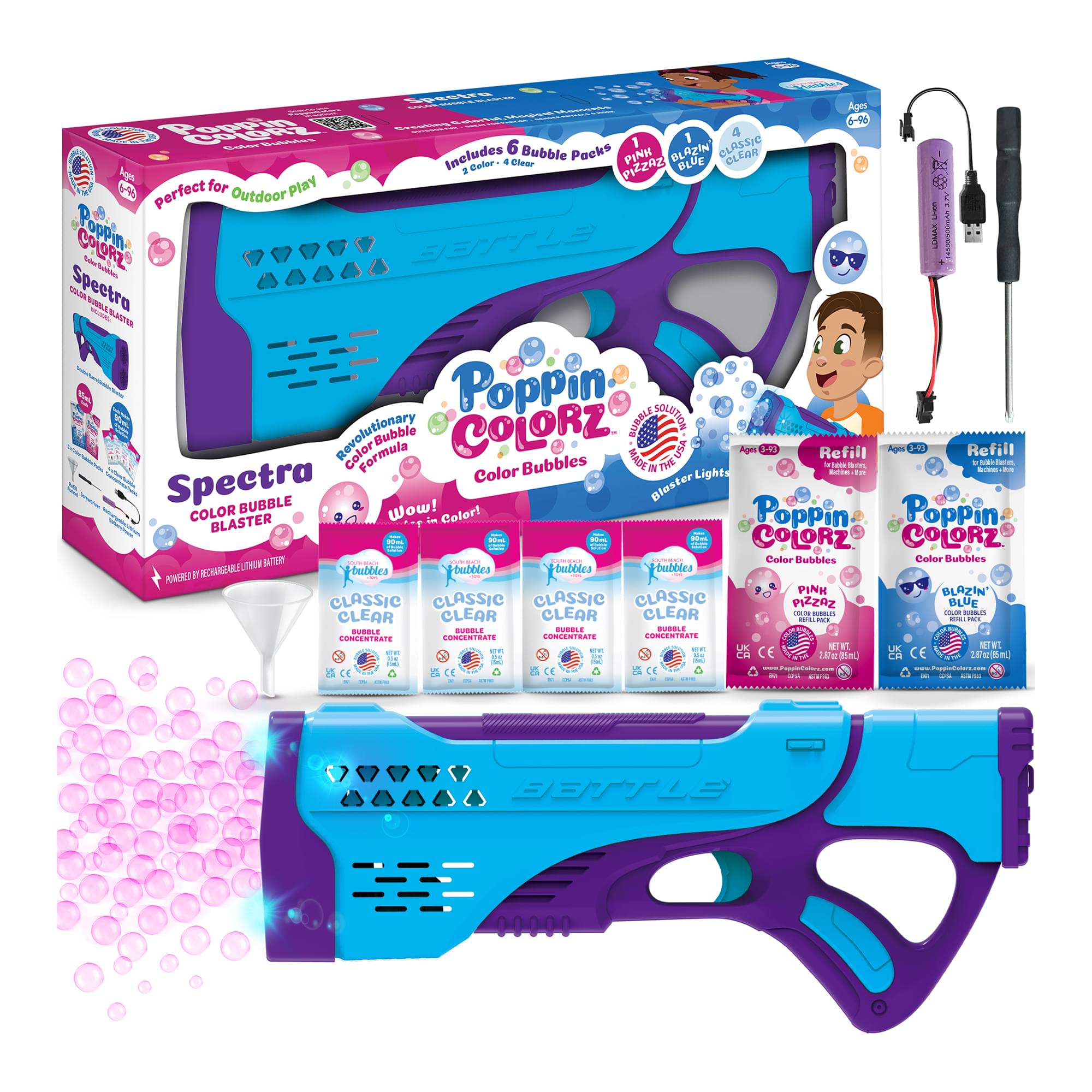 PoppinColorz Rechargeable Spectra Bubble Blaster