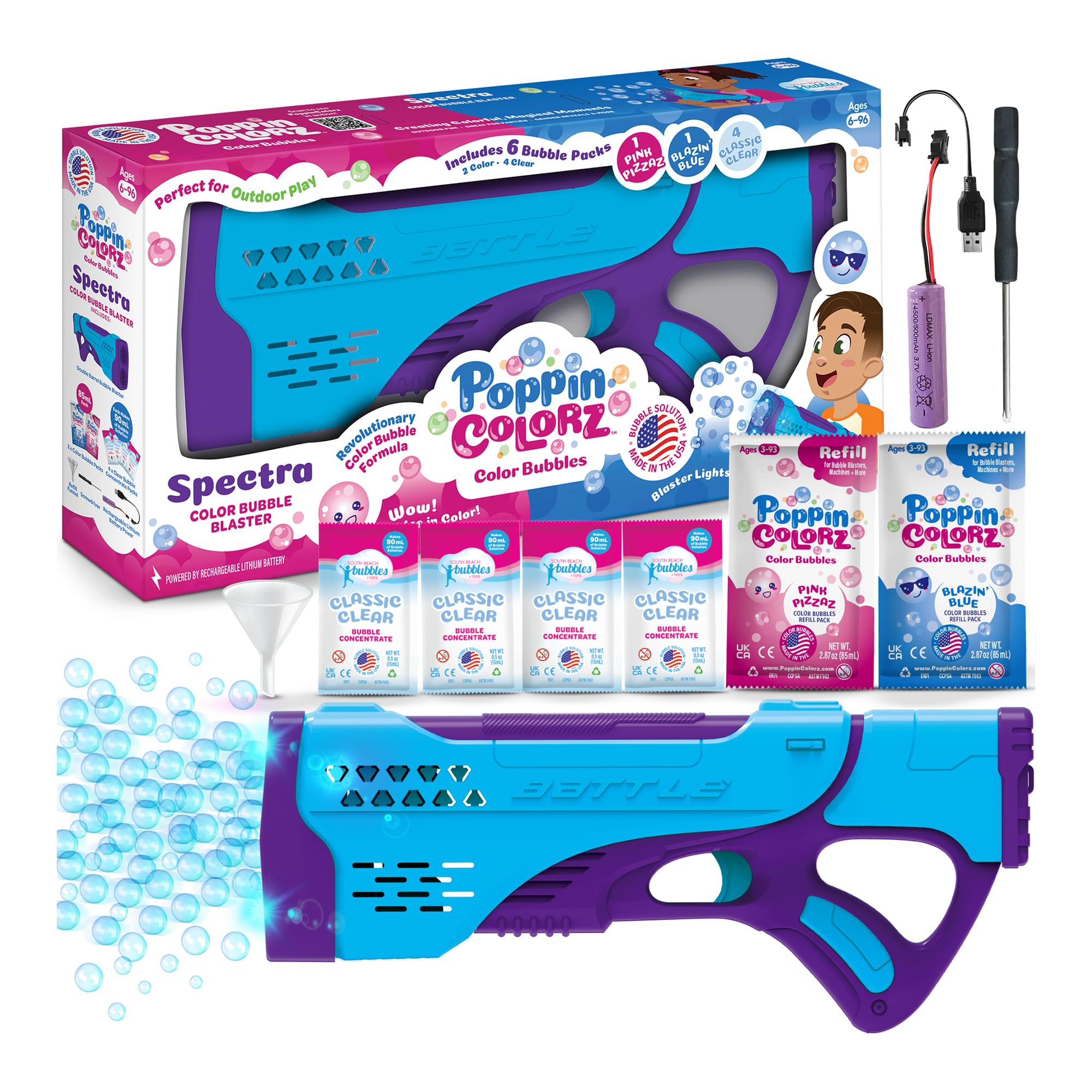 PoppinColorz Rechargeable Spectra Bubble Blaster