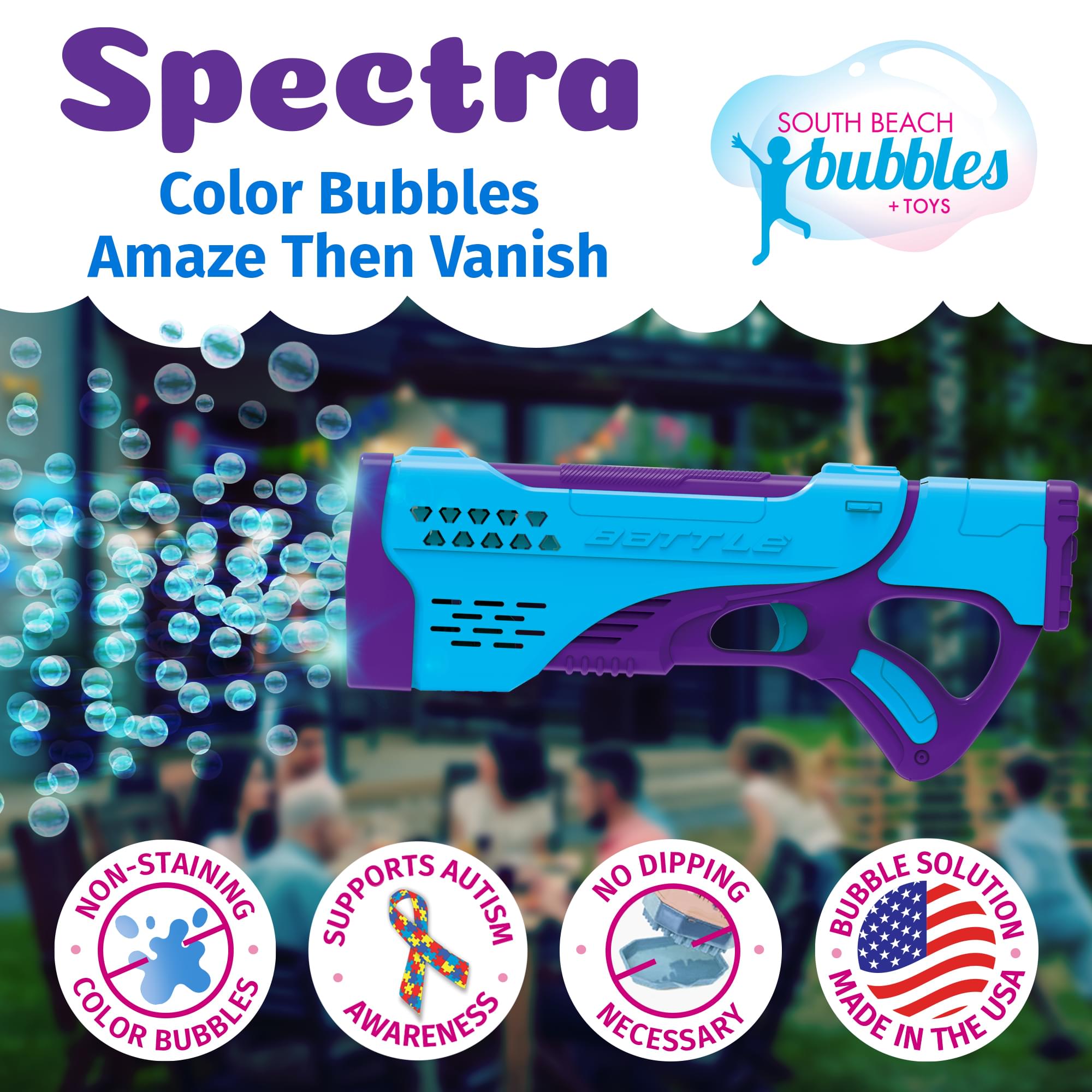 PoppinColorz Rechargeable Spectra Bubble Blaster