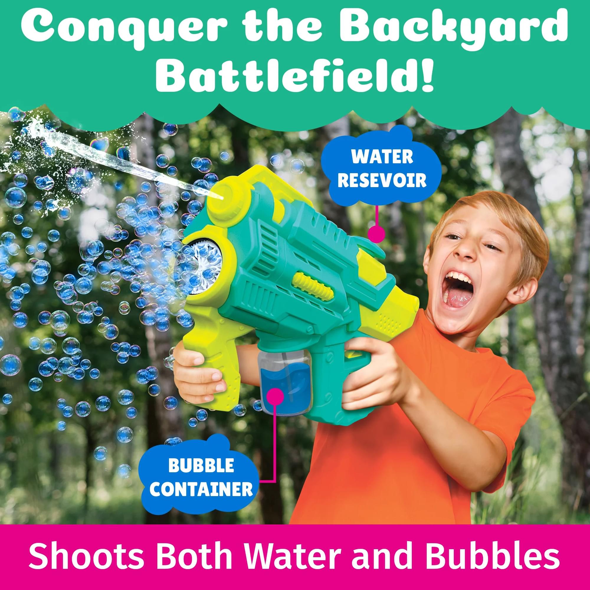 PoppinColorz Hydra Rechargeable 2-in-1 Color Bubbles Blaster and Water Gun