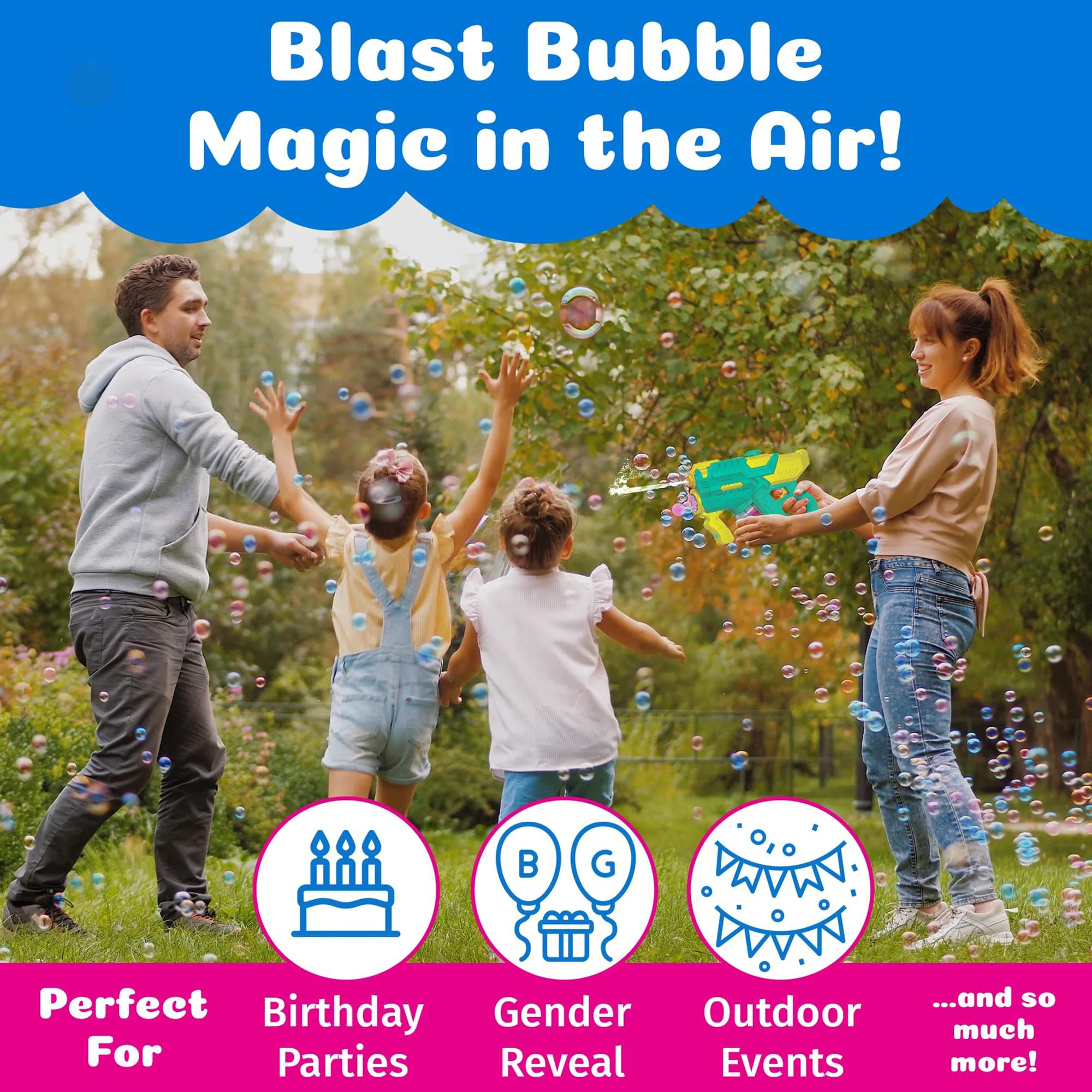 PoppinColorz Hydra Rechargeable 2-in-1 Color Bubbles Blaster and Water Gun