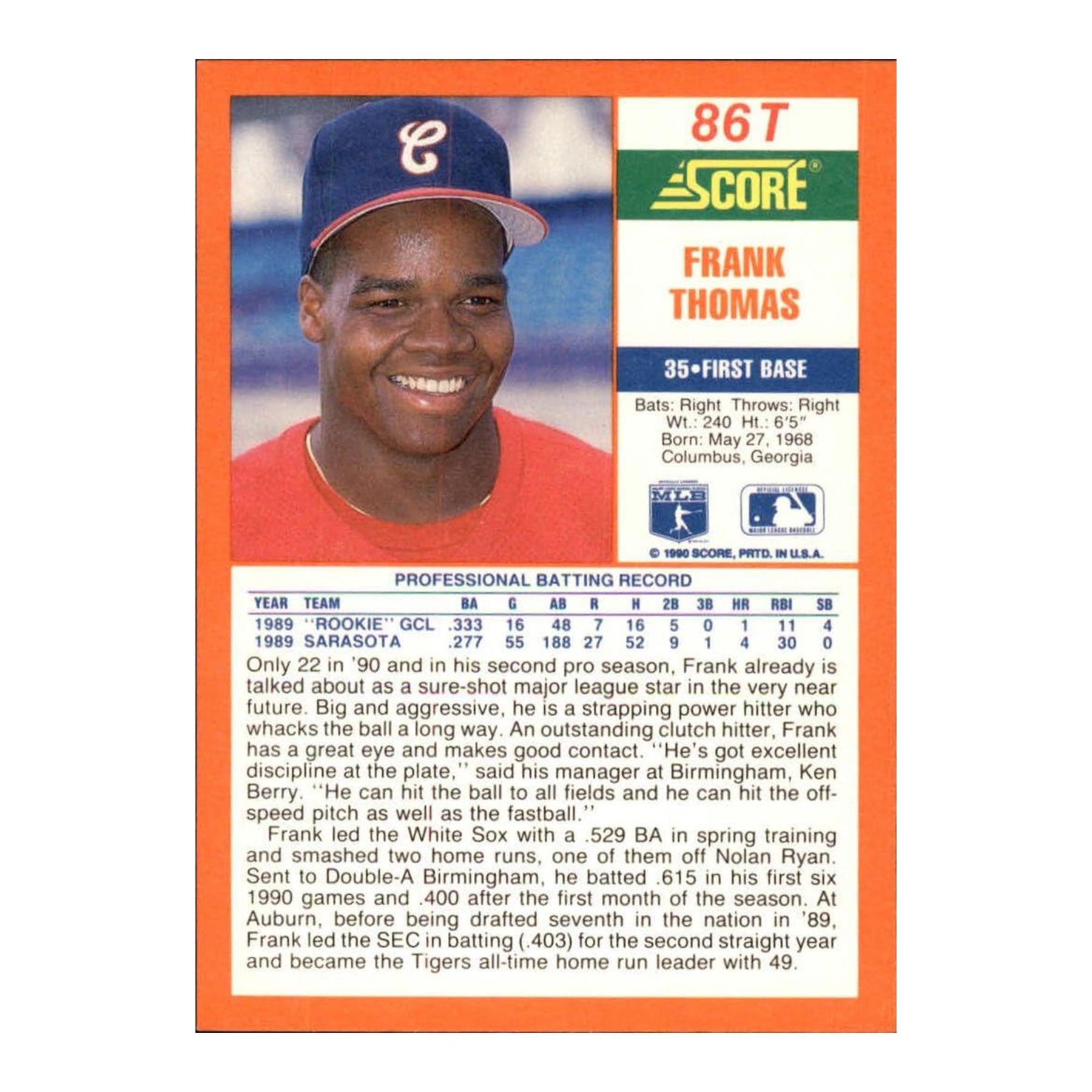MLB 1990 Score Rookie and Traded Baseball Sealed Set with Frank Thomas
