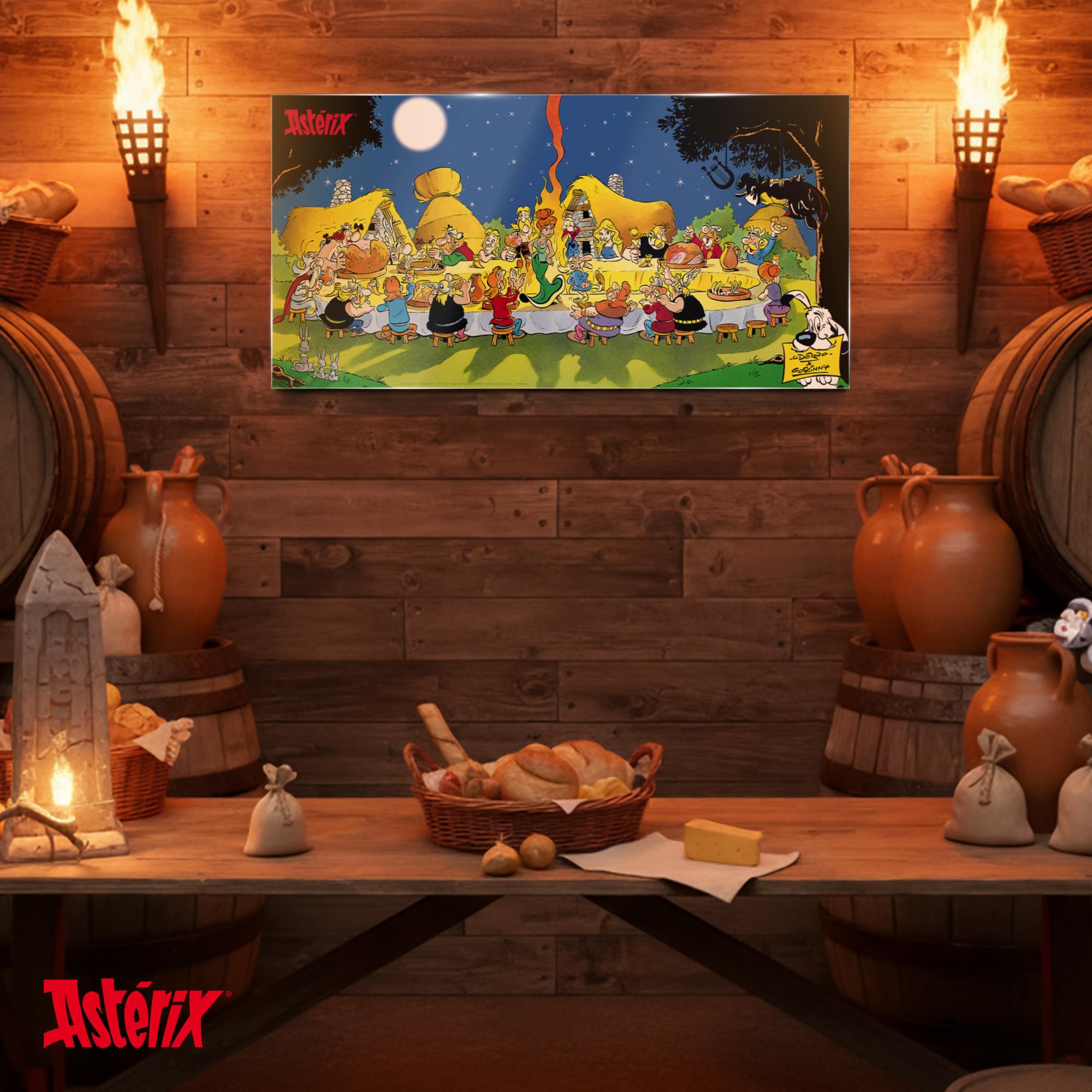 Asterix Banquet Tempered Glass Poster | 23.5 x 12