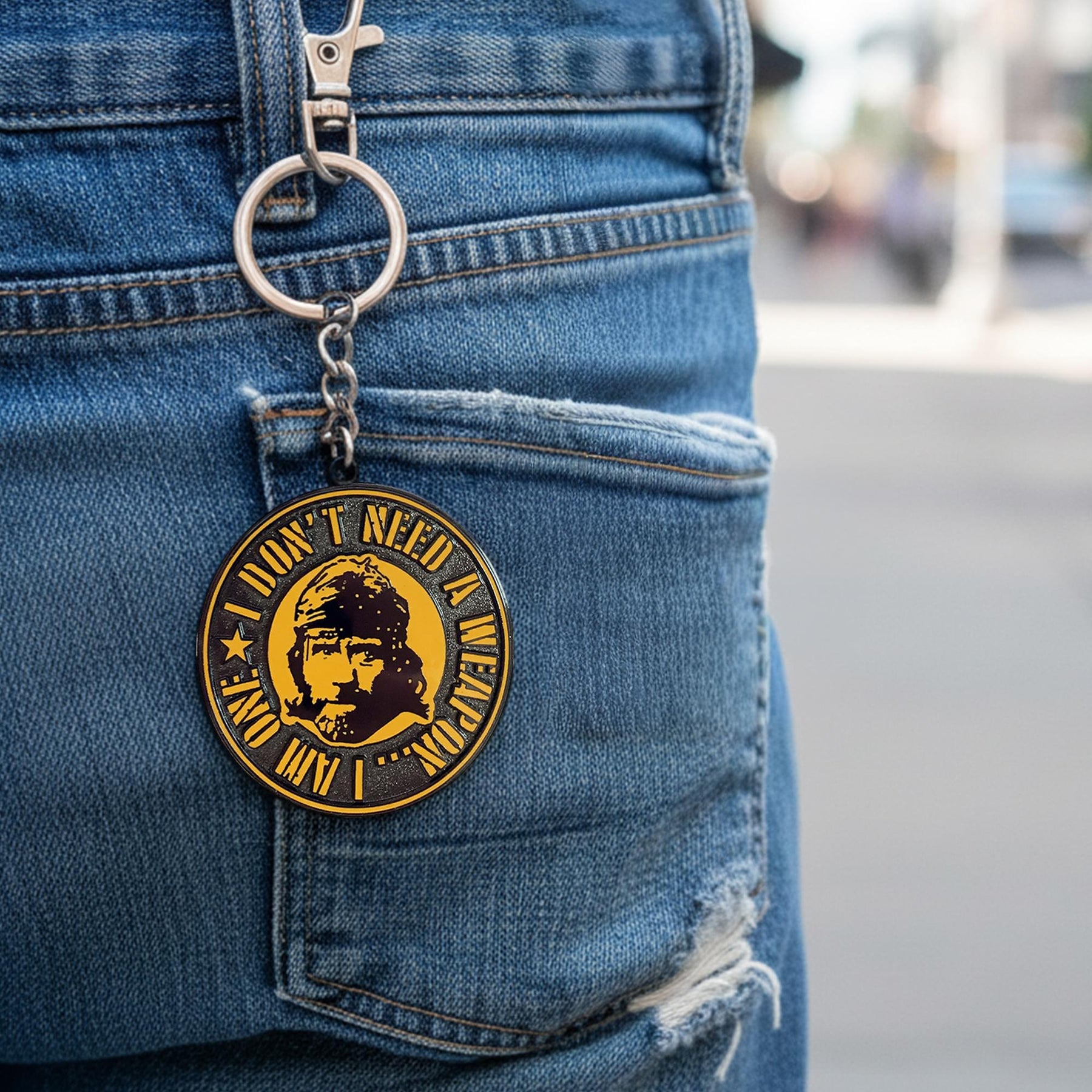 Invasion U.S.A Chuck Norris "I Don't Need A Weapon" 2-Inch Metal Keychain