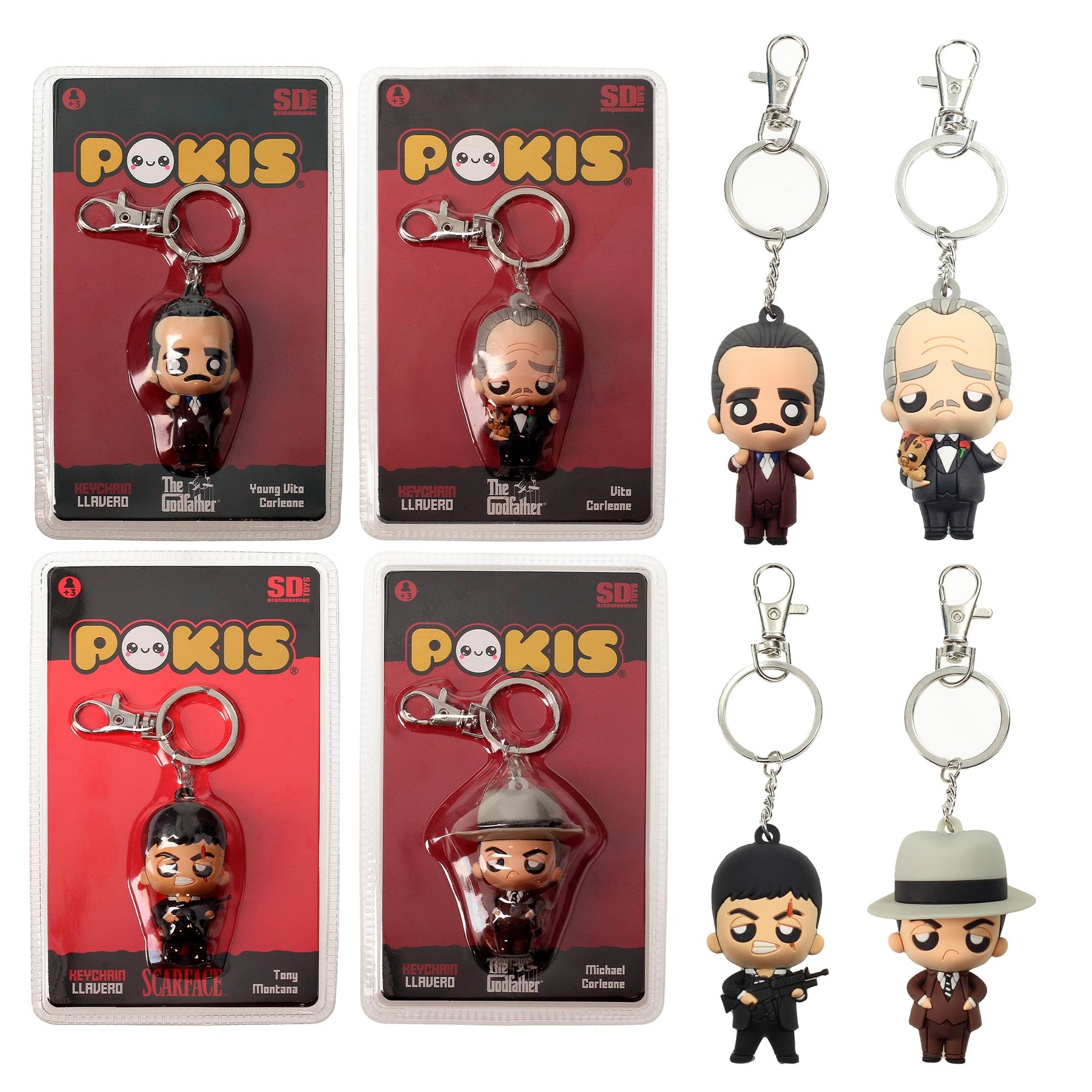 The Godfather and Scarface 2-Inch Pokis Keychain Assortment | Case Of 12
