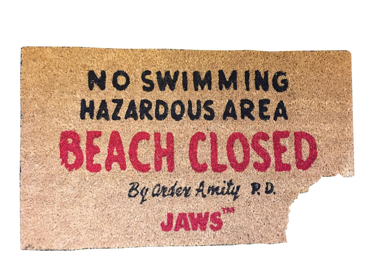 Jaws Beach Closed 17x29 Inch Coir Doormat