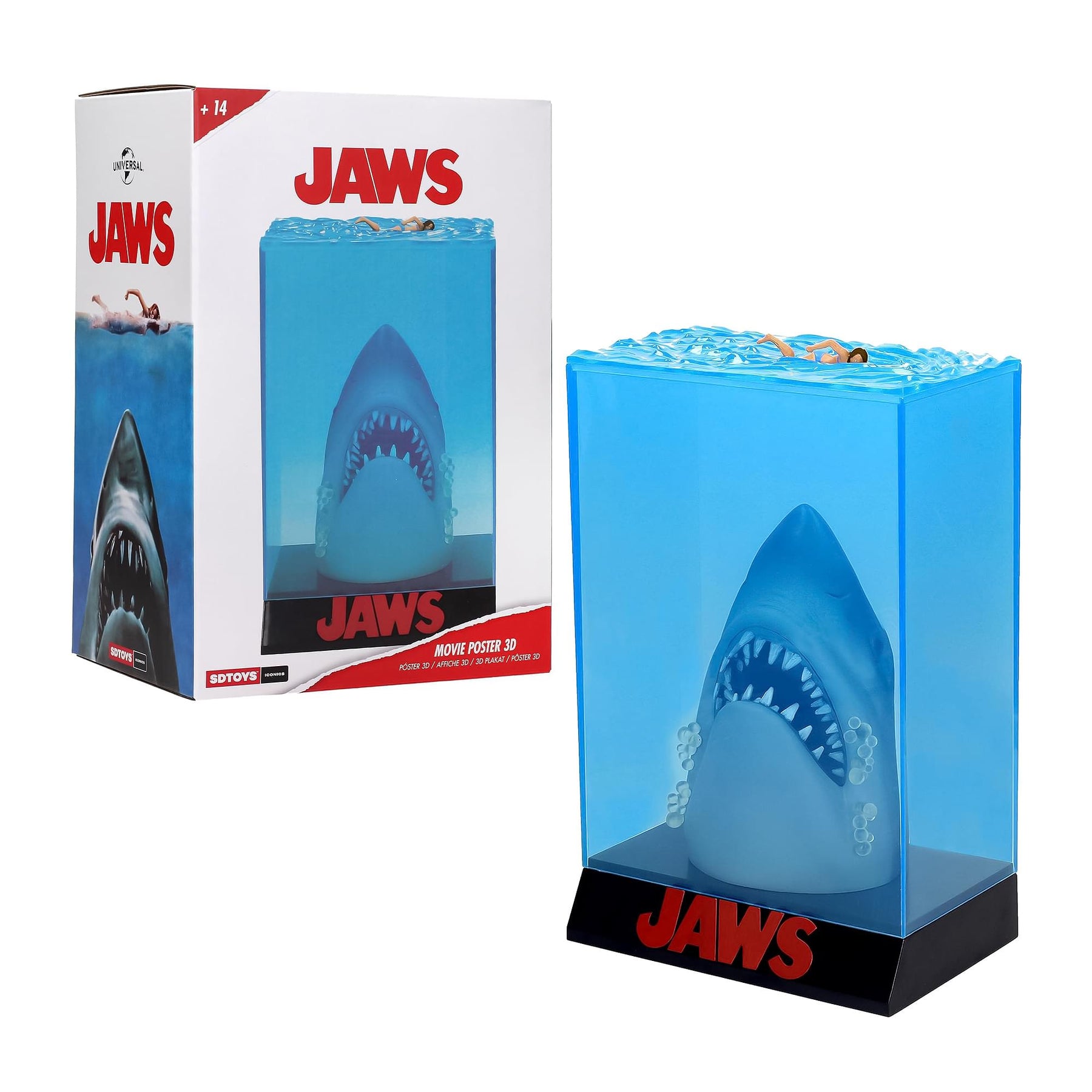Jaws 50th Anniversary Light-Up 3D Movie Poster Statue | 12 Inches Tall