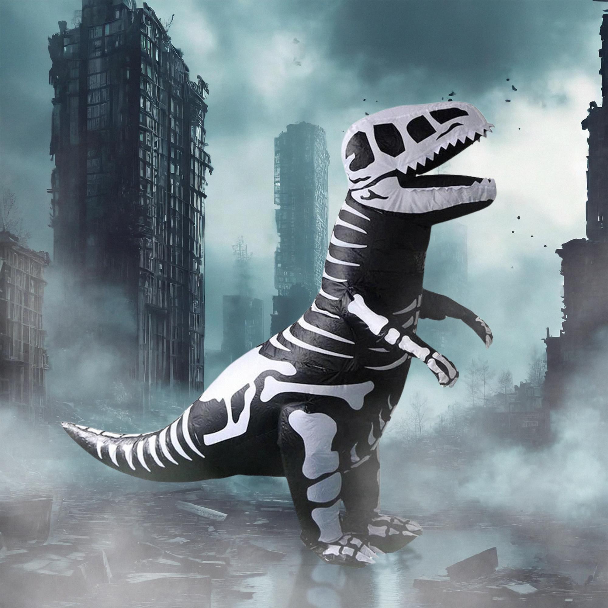 Skeleton T-Rex Dinosaur Inflatable Adult Costume | Standard