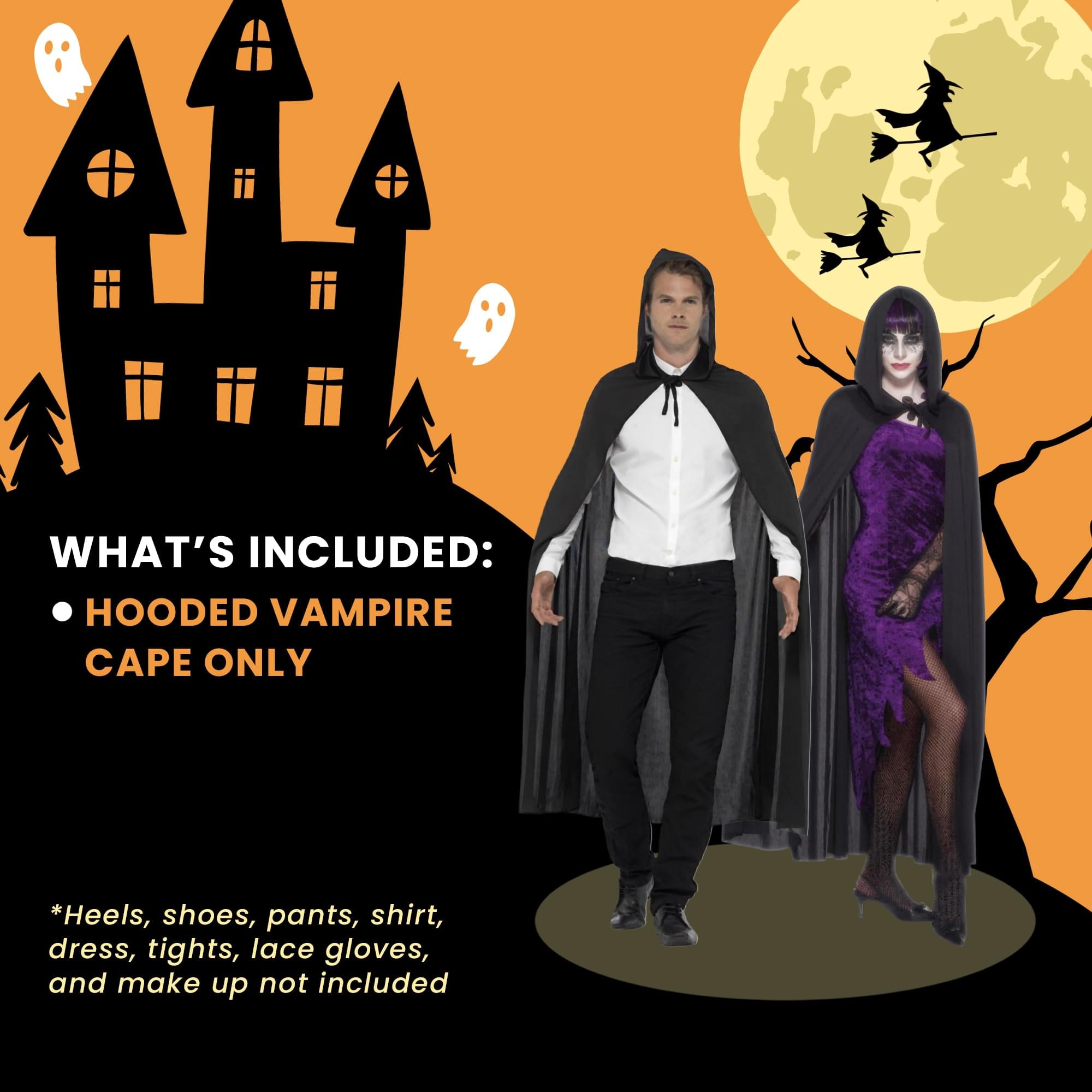 Black Hooded Cape Adult Costume Accessory