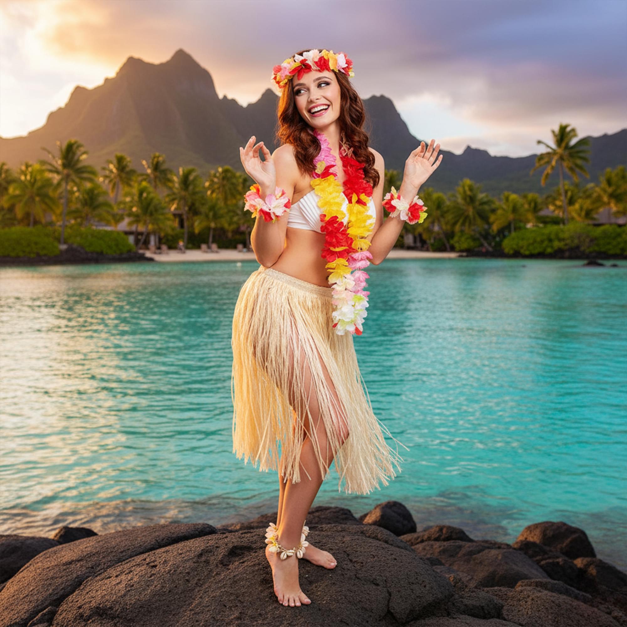 Multi-coloured Leis Costume Accessory