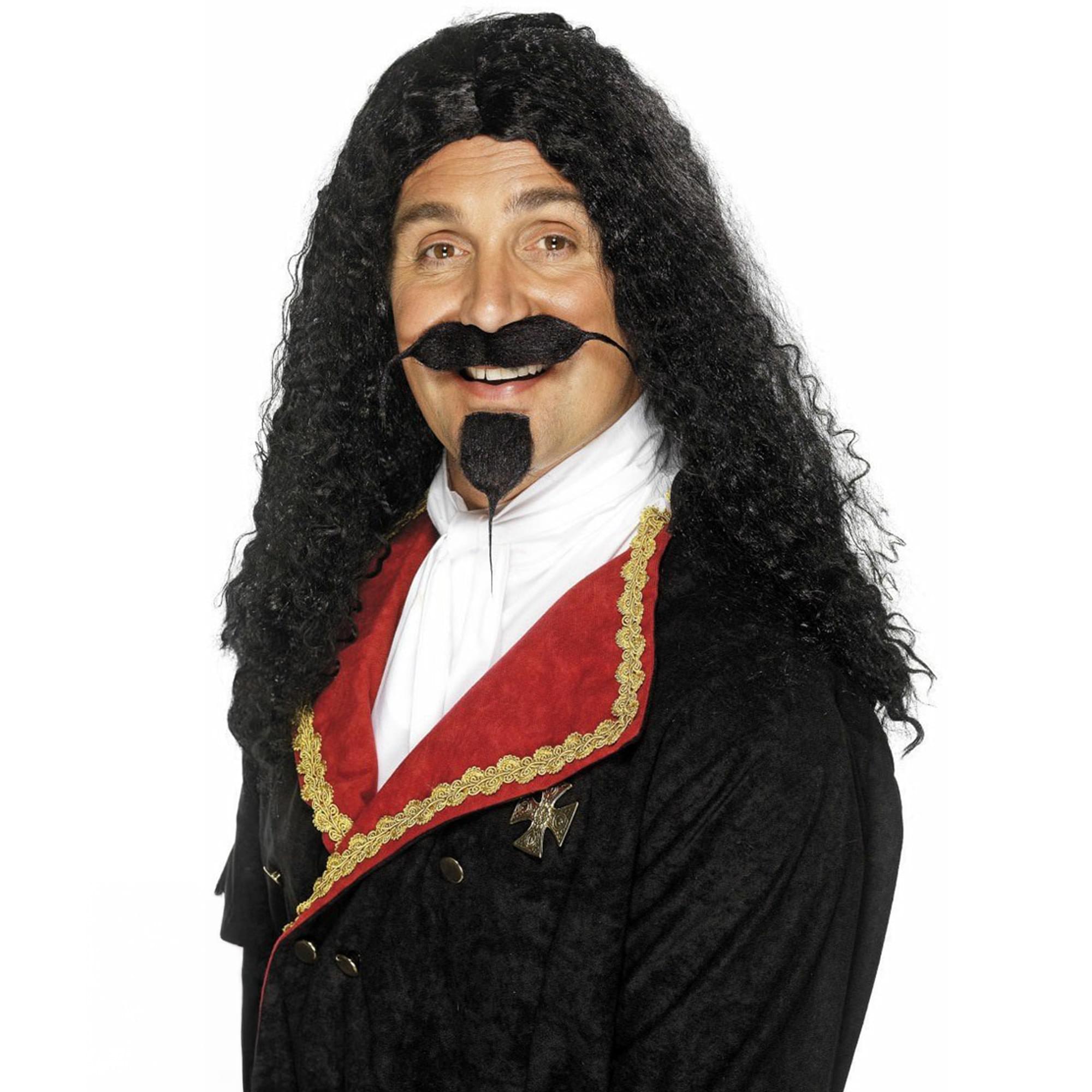King Charles Musketeer Black Wig Costume Accessory