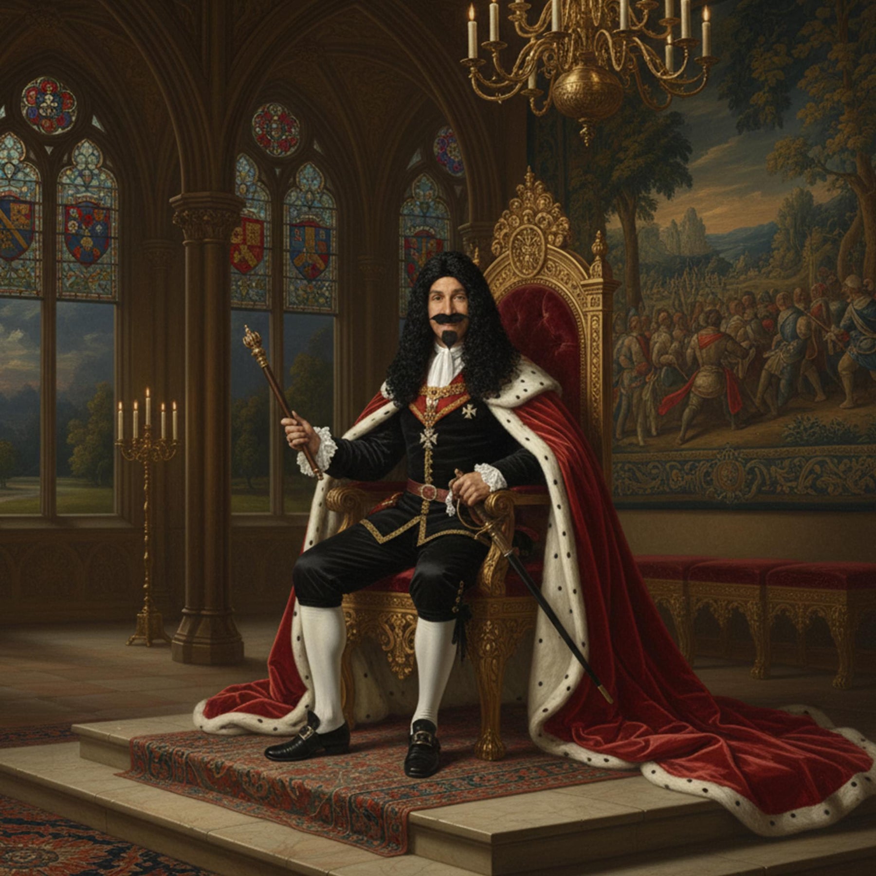 King Charles Musketeer Black Wig Costume Accessory