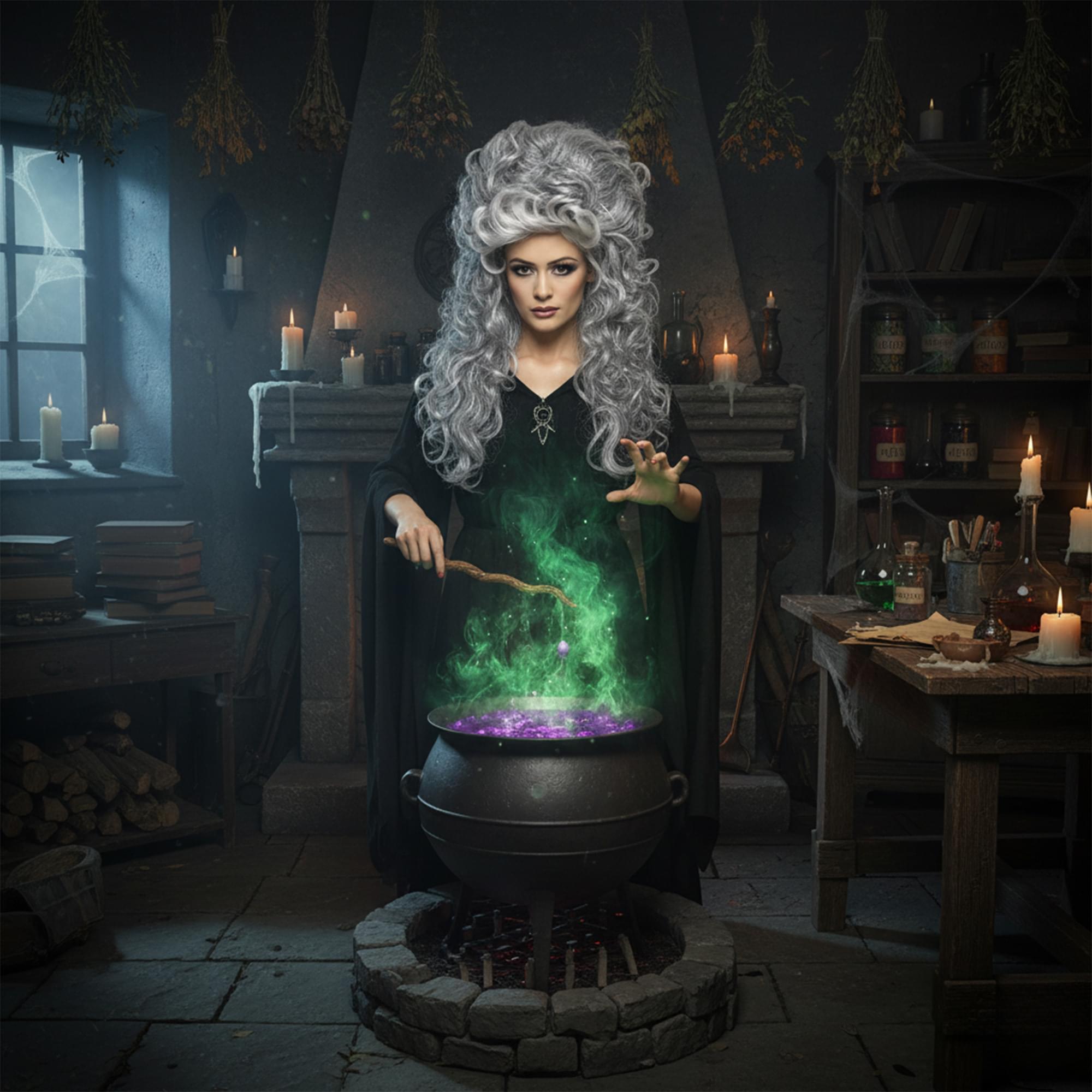 Medeia Witch Beehive Grey Wig Costume Accessory