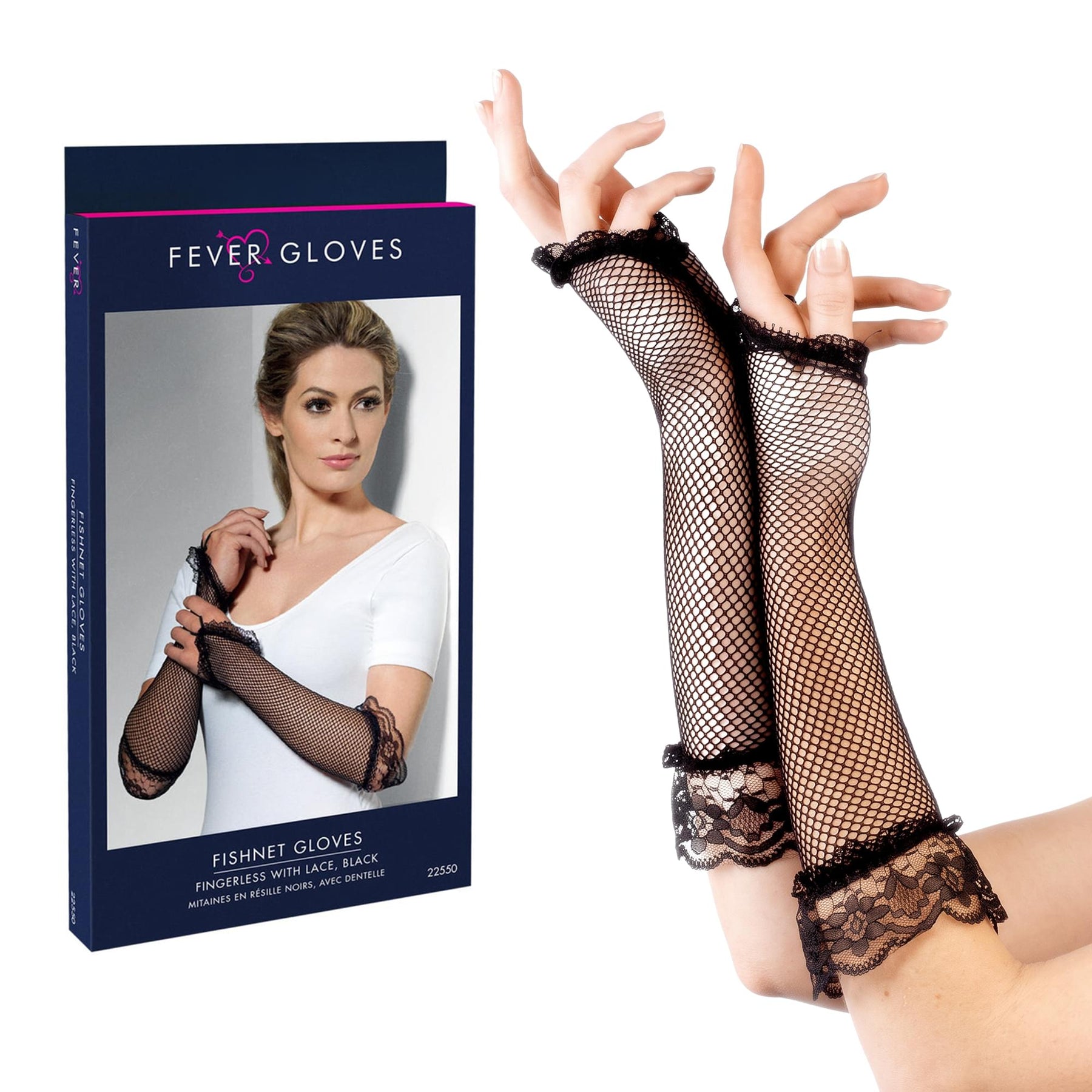 Long Black Lace Fingerless Gloves Adult Costume Accessory