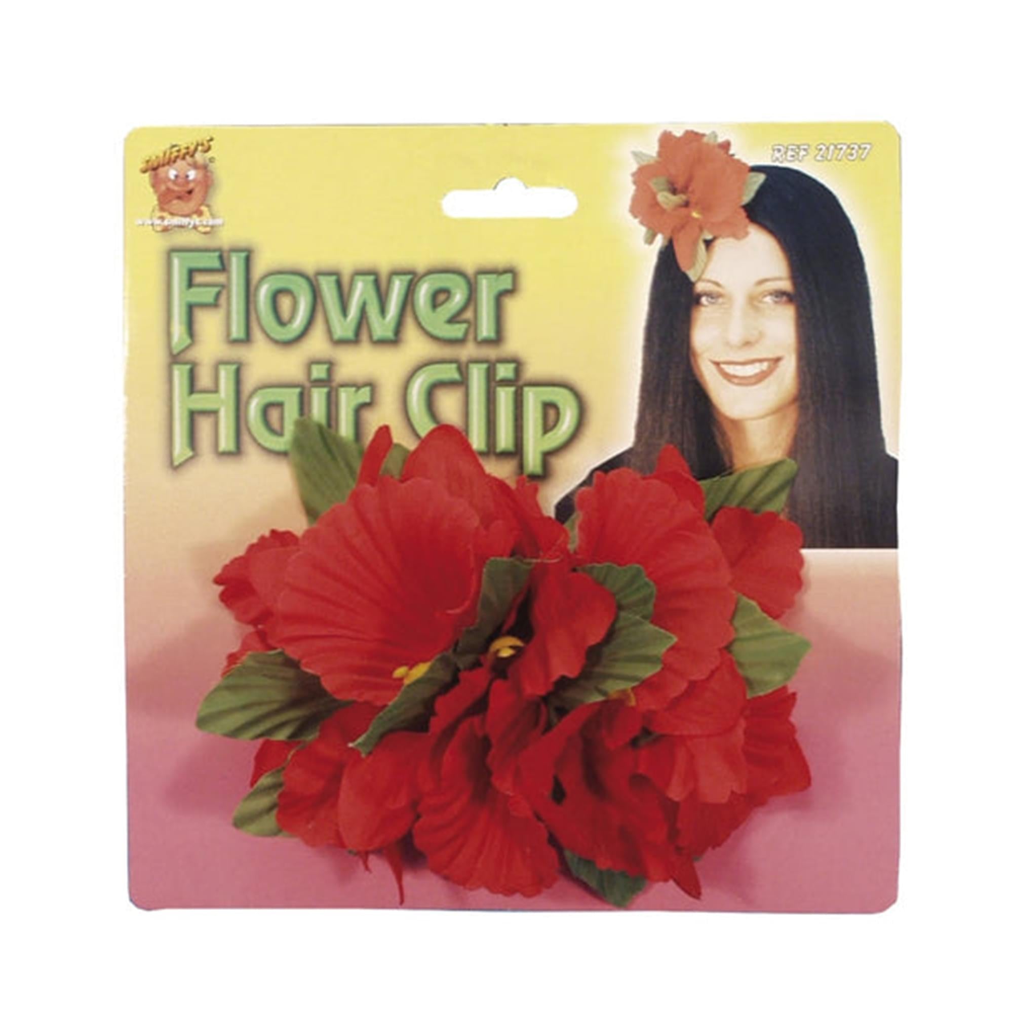 Red Hawaiian Flower Hair Clip Adult Costume