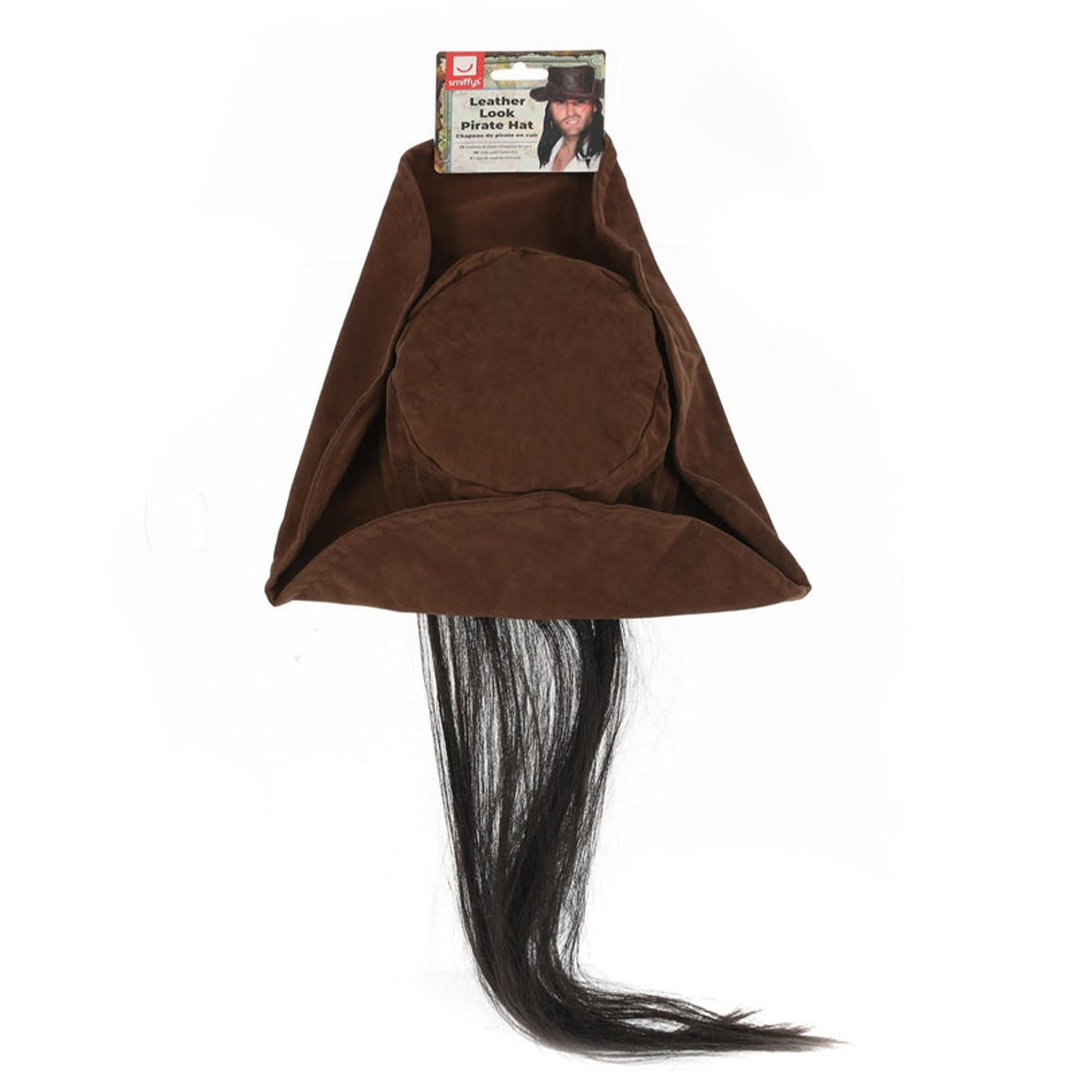 Pirate Hat with Hair Brown Costume Accessory