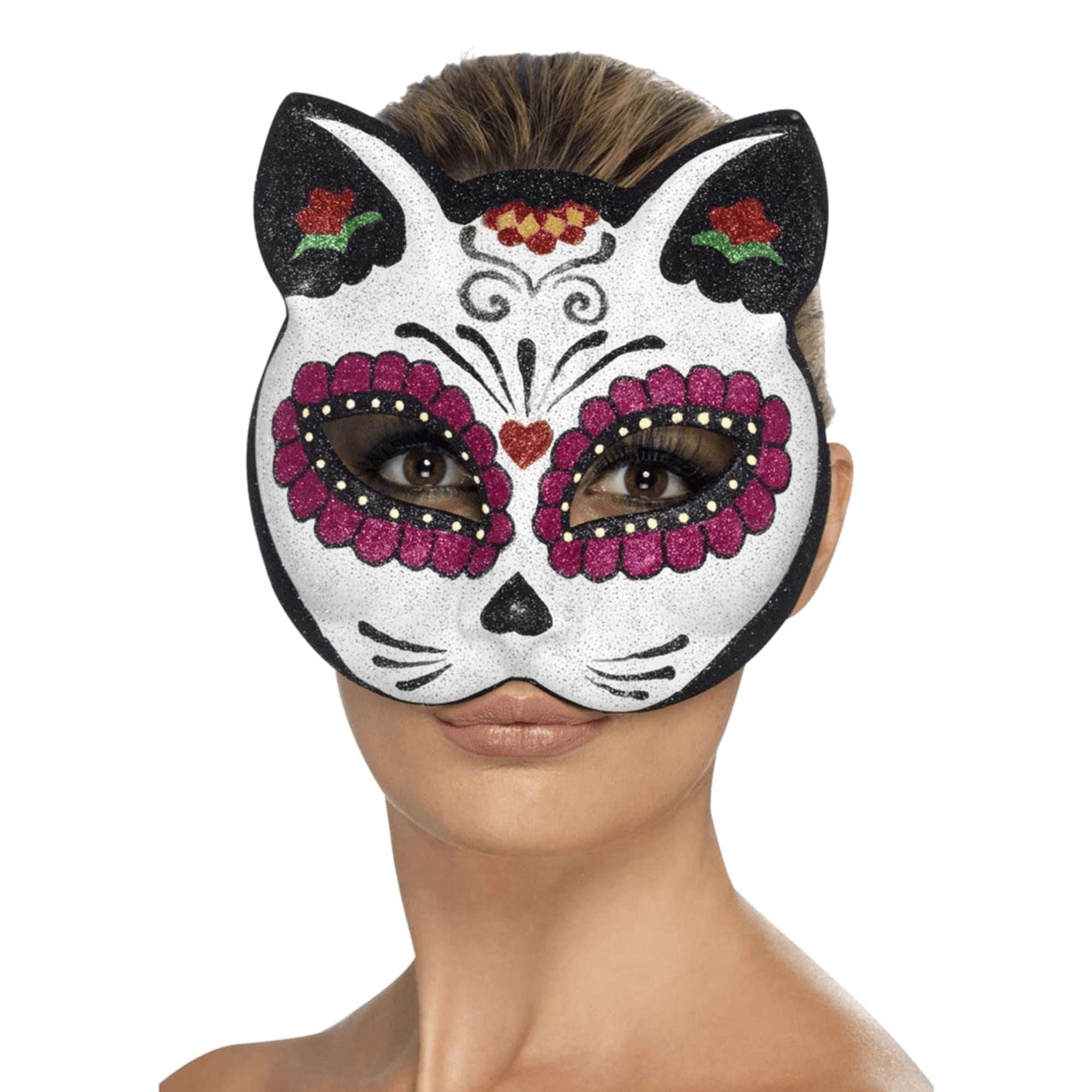 Sugar Skull Cat Eye Mask Costume Accessory
