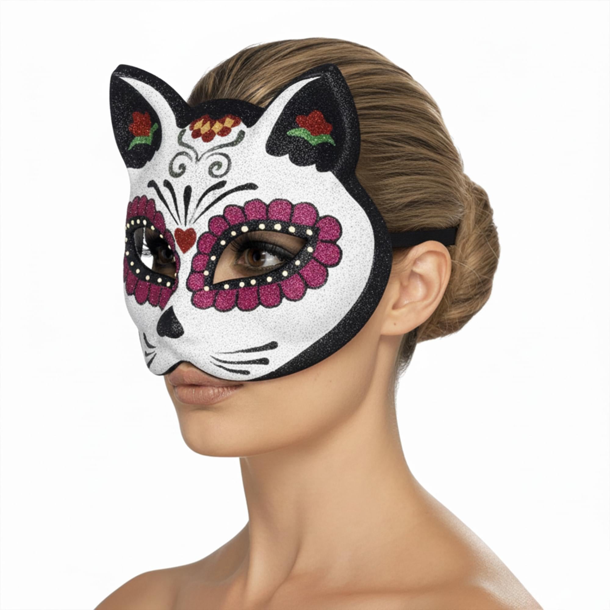 Sugar Skull Cat Eye Mask Costume Accessory