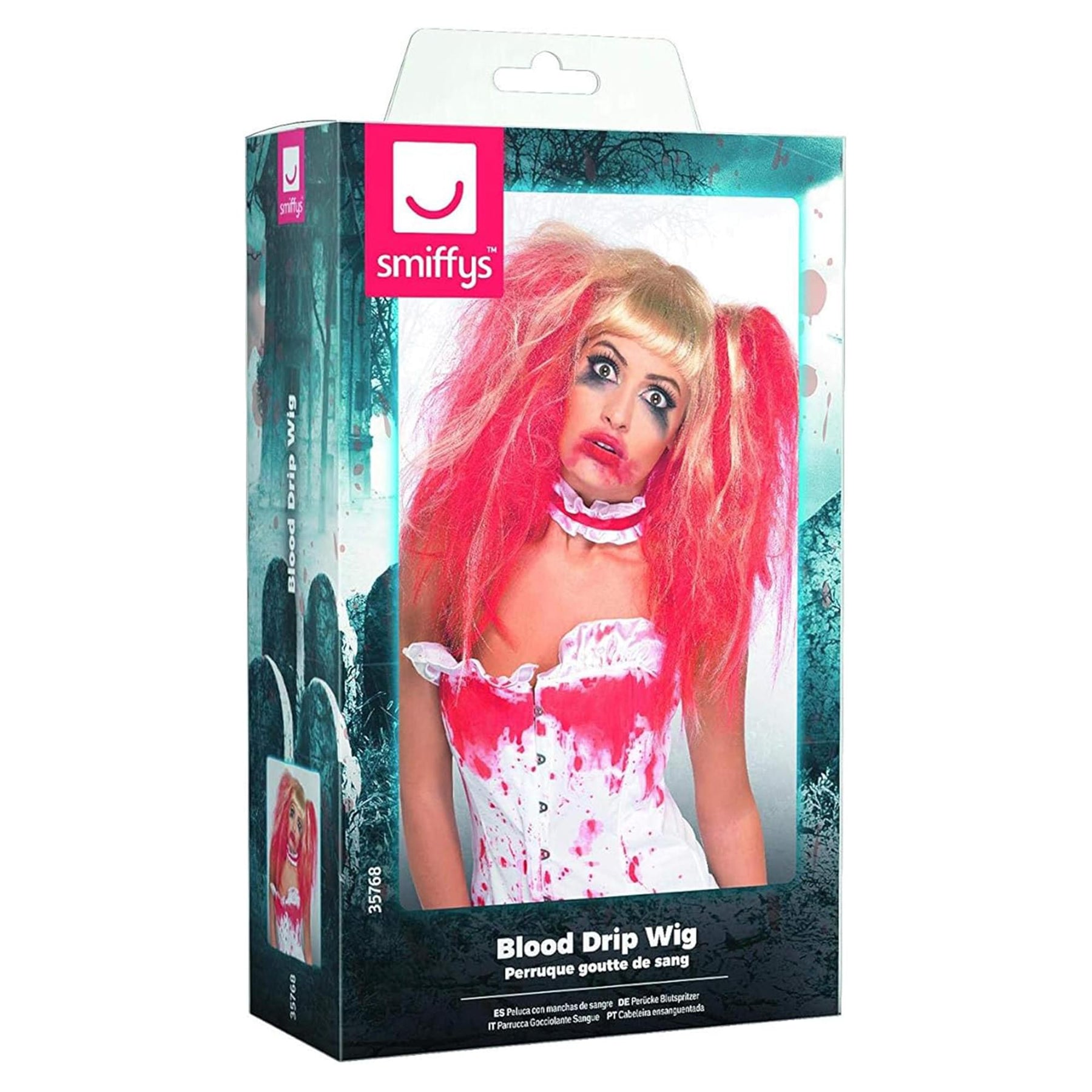 Blood Drip Blonde & Bright Red Wig Costume Accessory