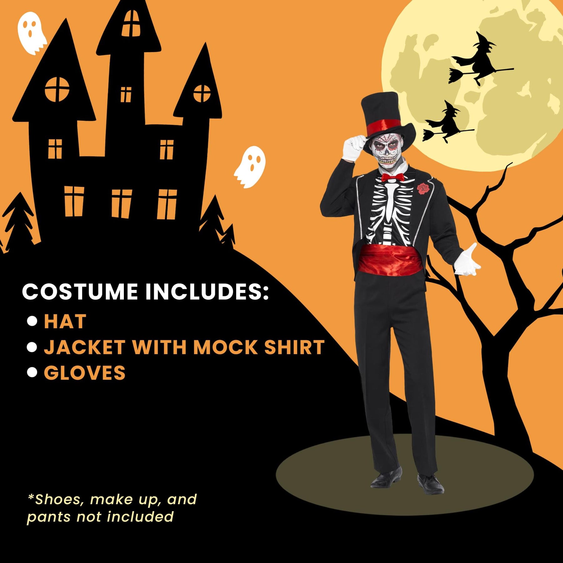 Men's Day of the Dead Costume Large