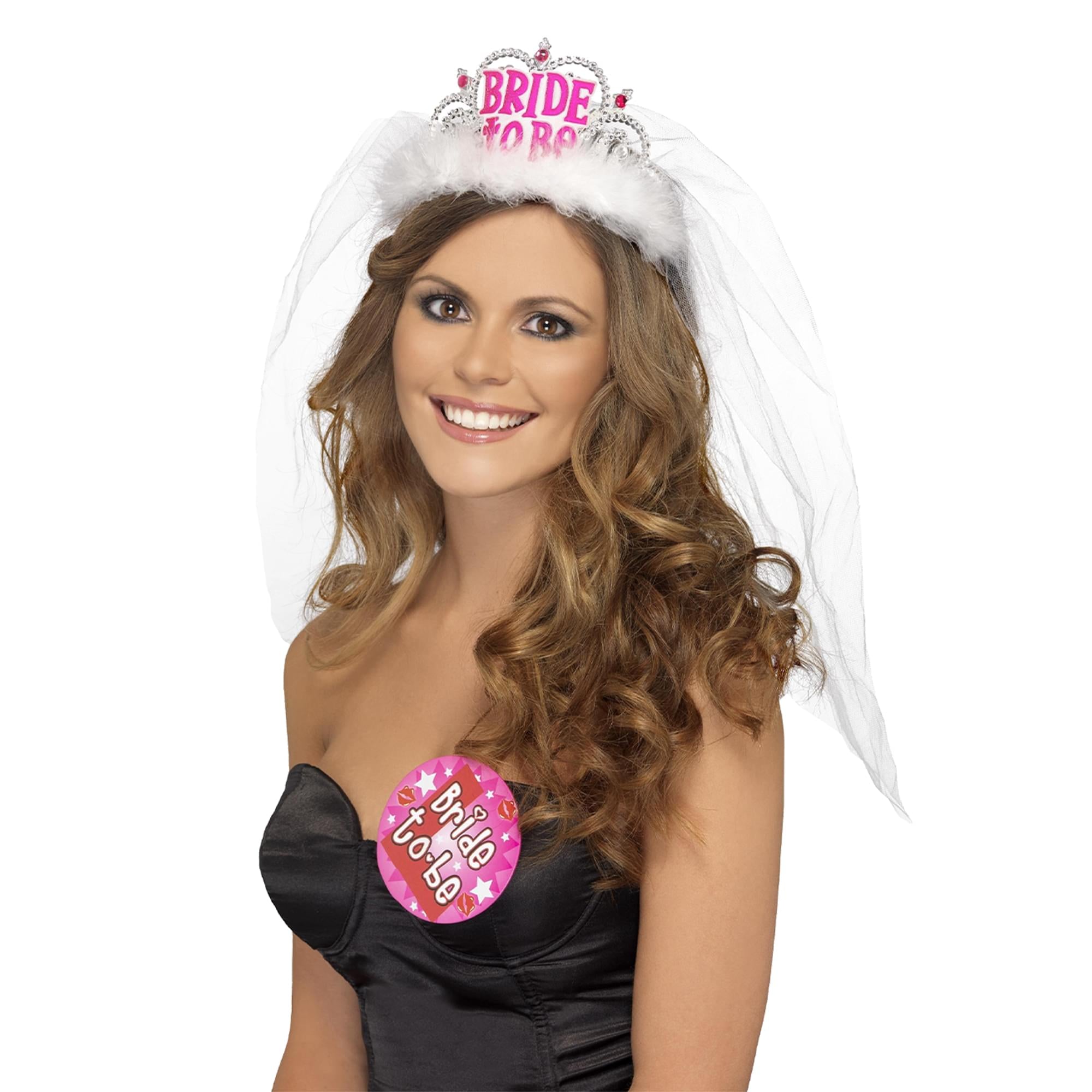Bride To Be Tiara With Veil Adult Costume Accessory