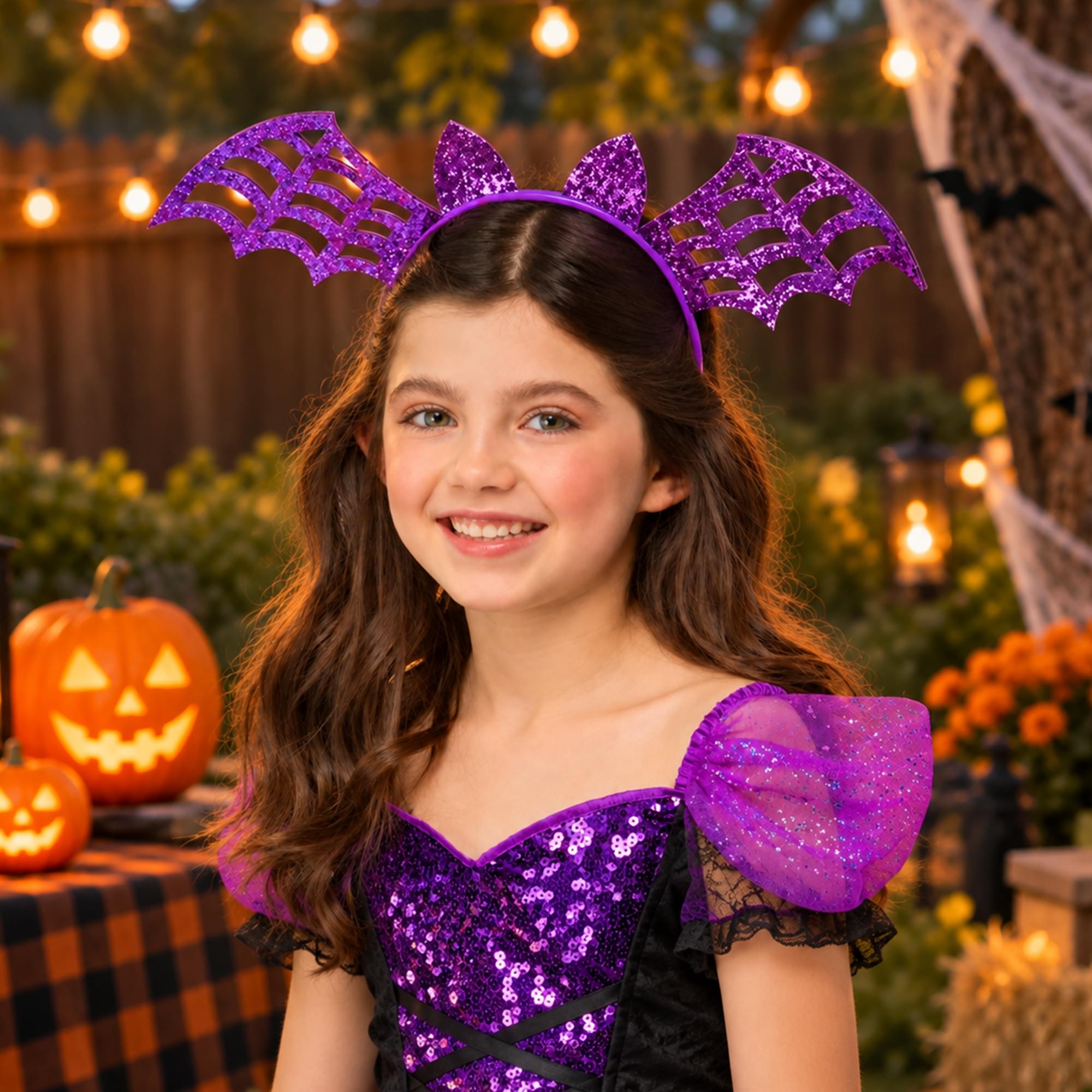 Pink Glitter Bat Headband Child Costume Accessory