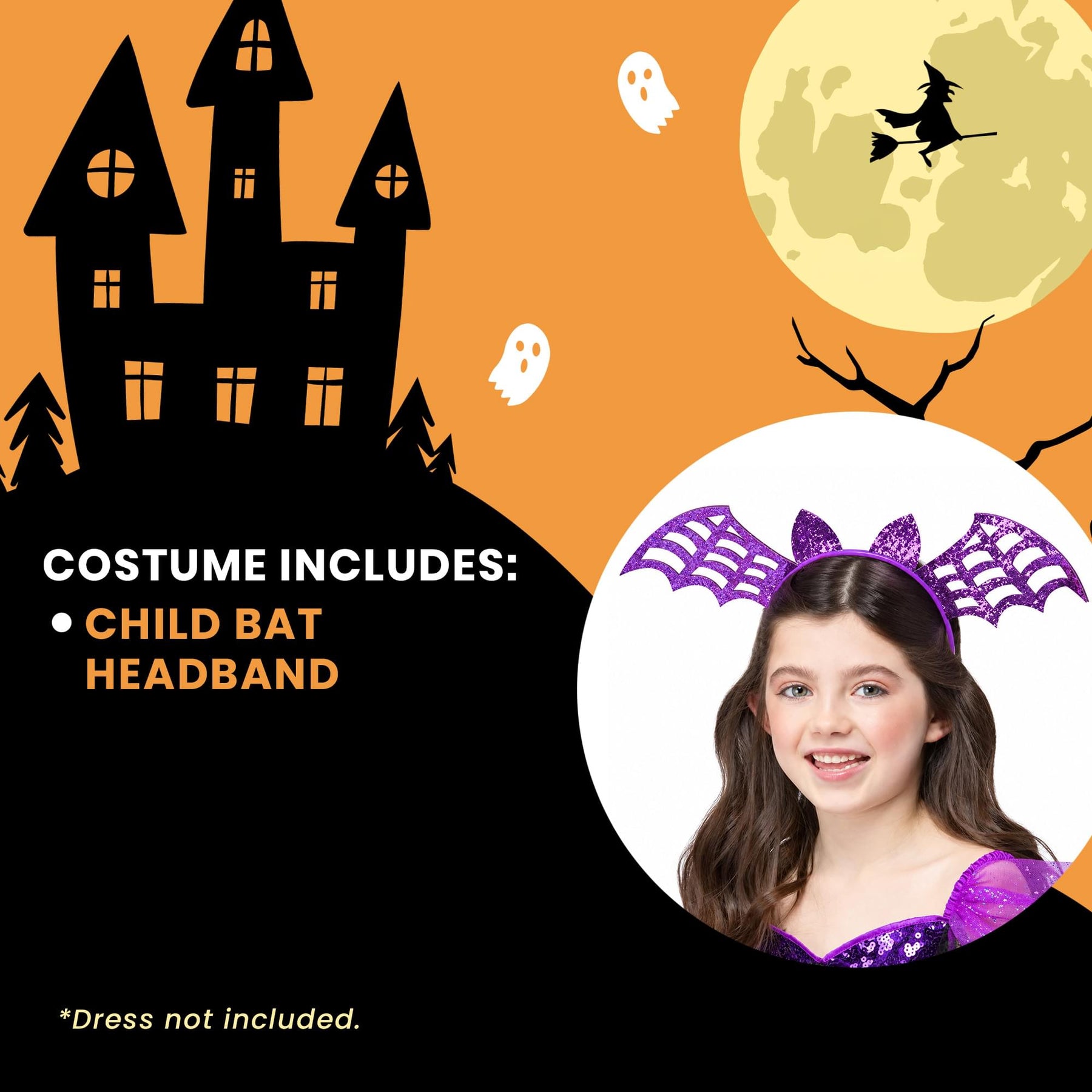 Pink Glitter Bat Headband Child Costume Accessory