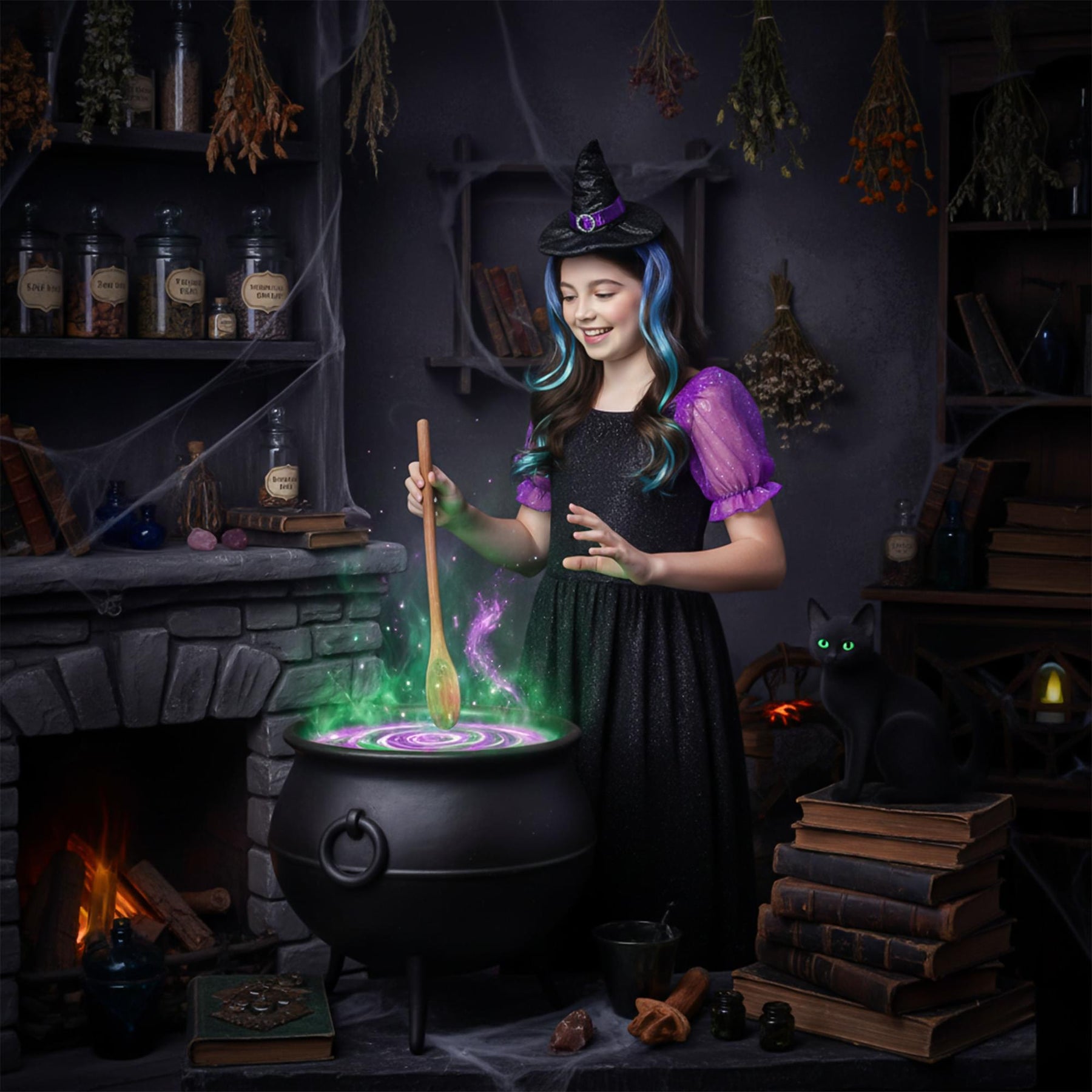 Glitter Witch Headband with Hair Costume Accessory