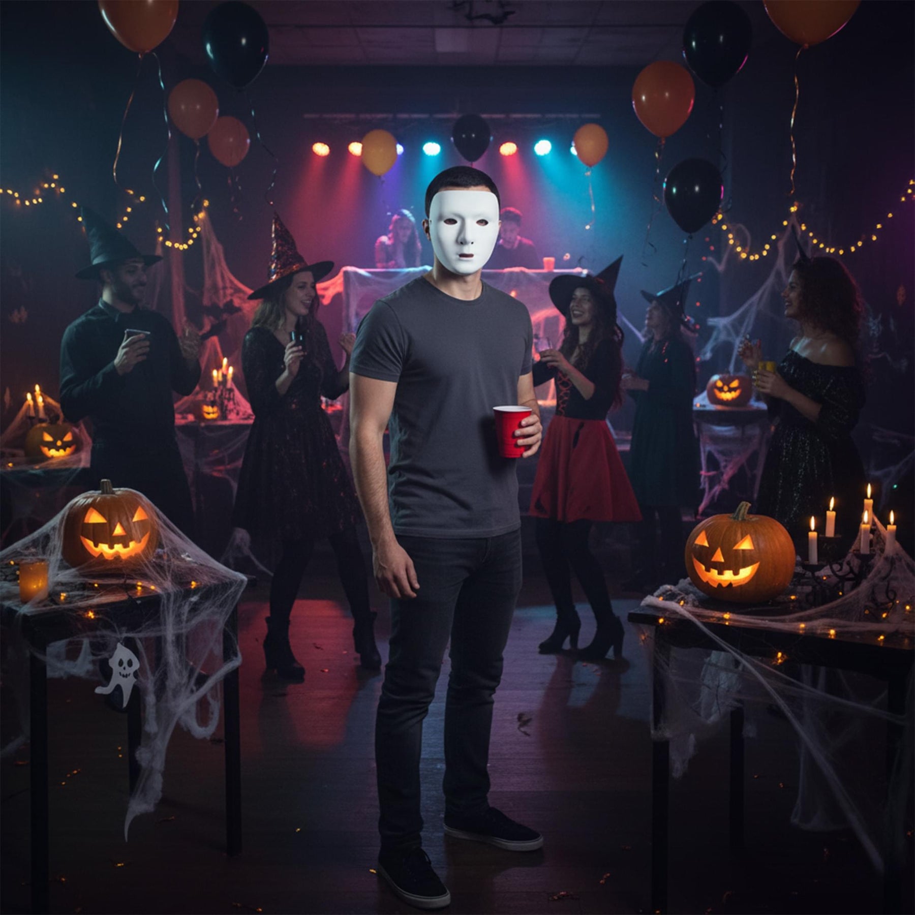 White Robot Mask Costume Accessory